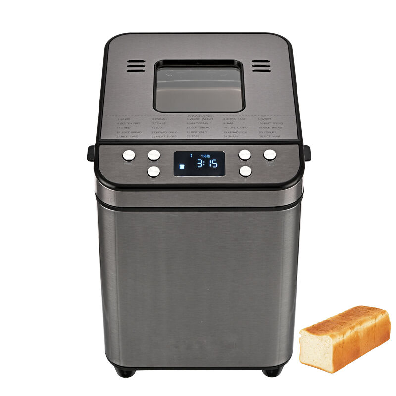 Elektromos otthoni kenyérgép, hordozható kenyérgép 3 különböző kenyérképzési mérettel (legfeljebb 2 font, kb. 0,9 kg), 700 W-os nagyteljesítményű, kettős fűtéses kenyérgép BPA-mentes, nem ragadós bevonatú serpenyővel