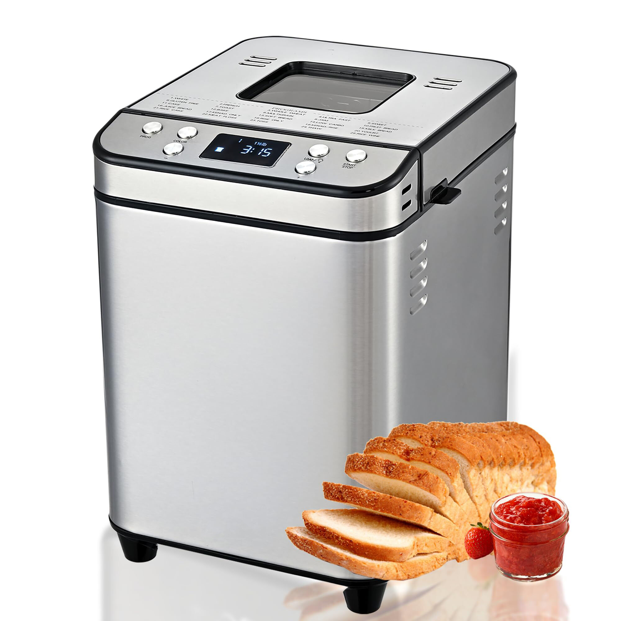 Compact Bread Maker Factory 25 in 1 Programs Fully Automatic Multifunctional 2LB Stainless Steel Bread Maker Machine
