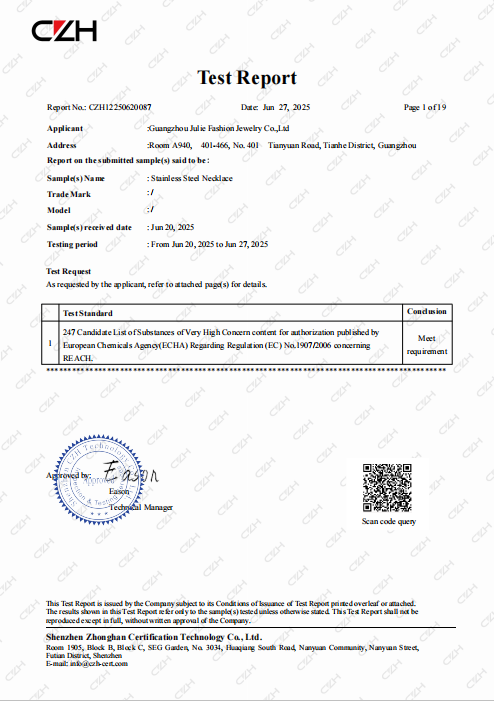 Jewelry Appraisal Certificate