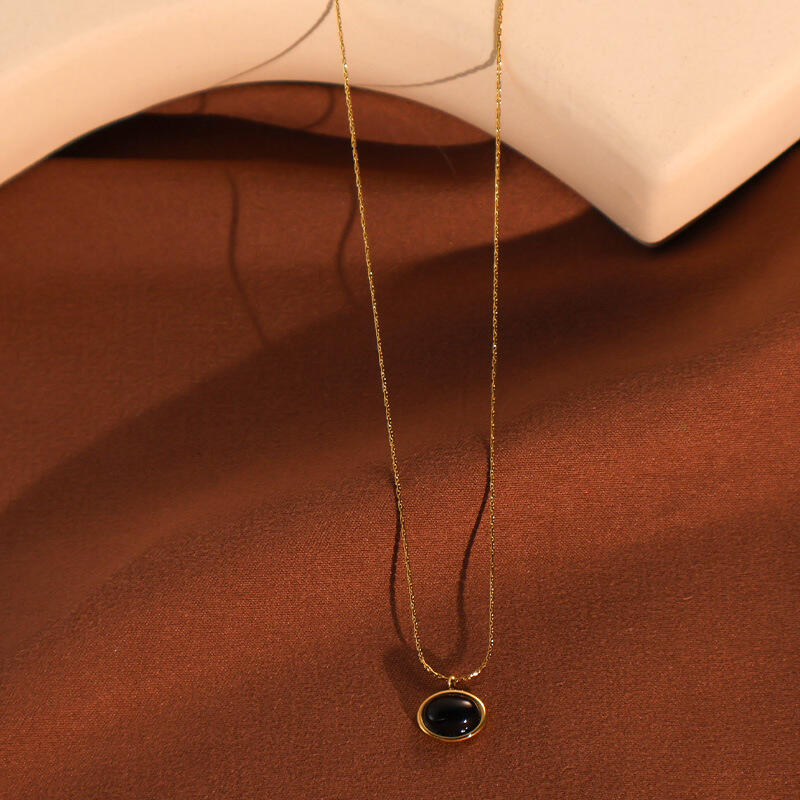 Dây chuyền cổ đeo mặt dây chuyền bằng thép không gỉ màu đen