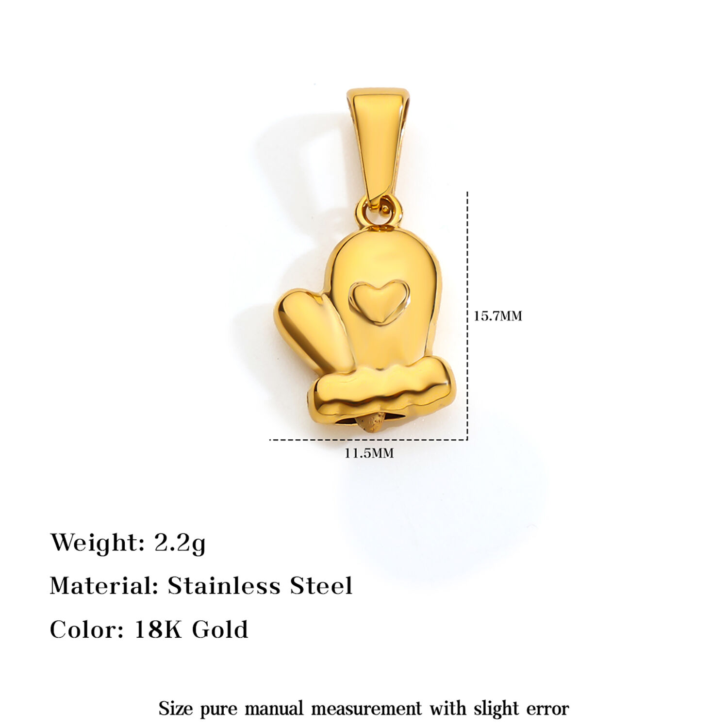 Gold Planted Heart Necklace Gloves Charm Diy Accessories Manufacturer