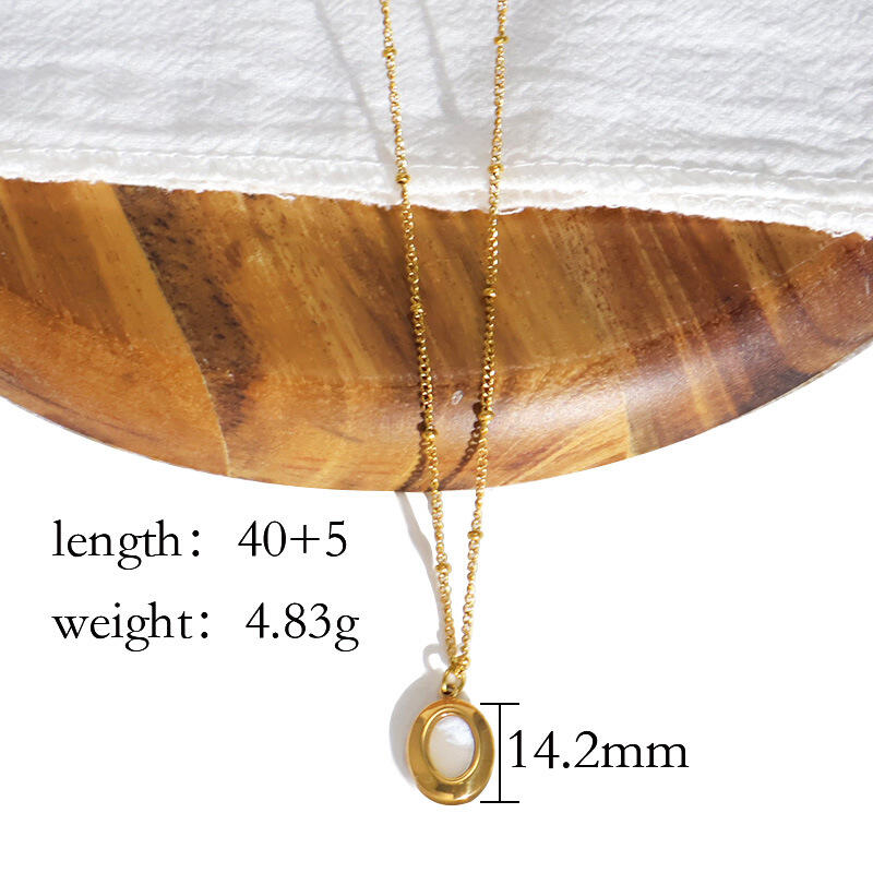  Elegant Gold Planted Oval Fritillary Necklace Beaded Chain For Mother’s Day Gift 