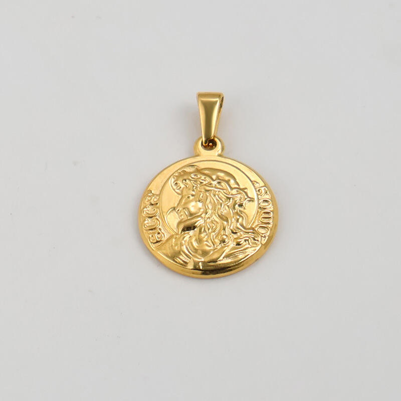 Stainless Steel Coin Pendant With Vintage Relief Pattern Wholesale 