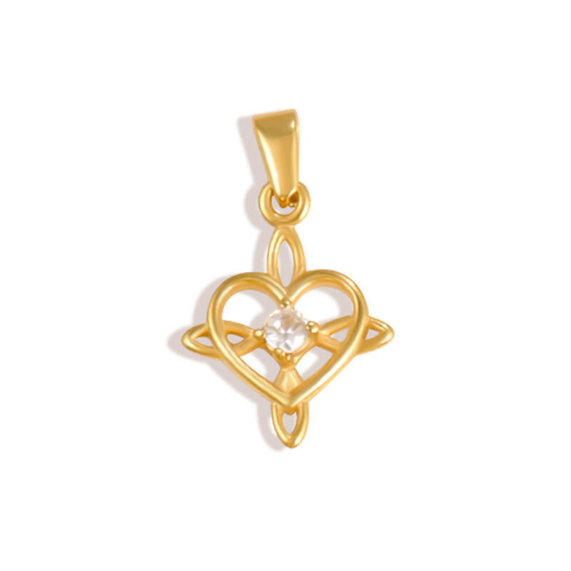 Stainless Steel Hollow Heart Cross Pendant With Natural Stone 
