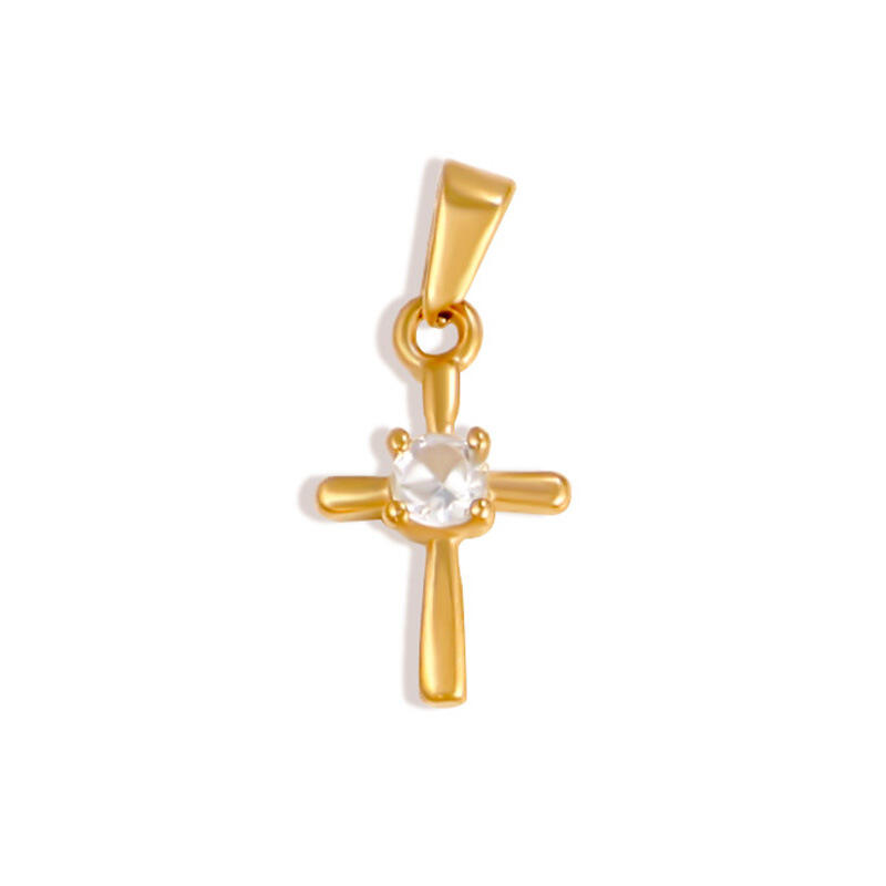 Stainless Steel 3D Zircon Cross Pendant