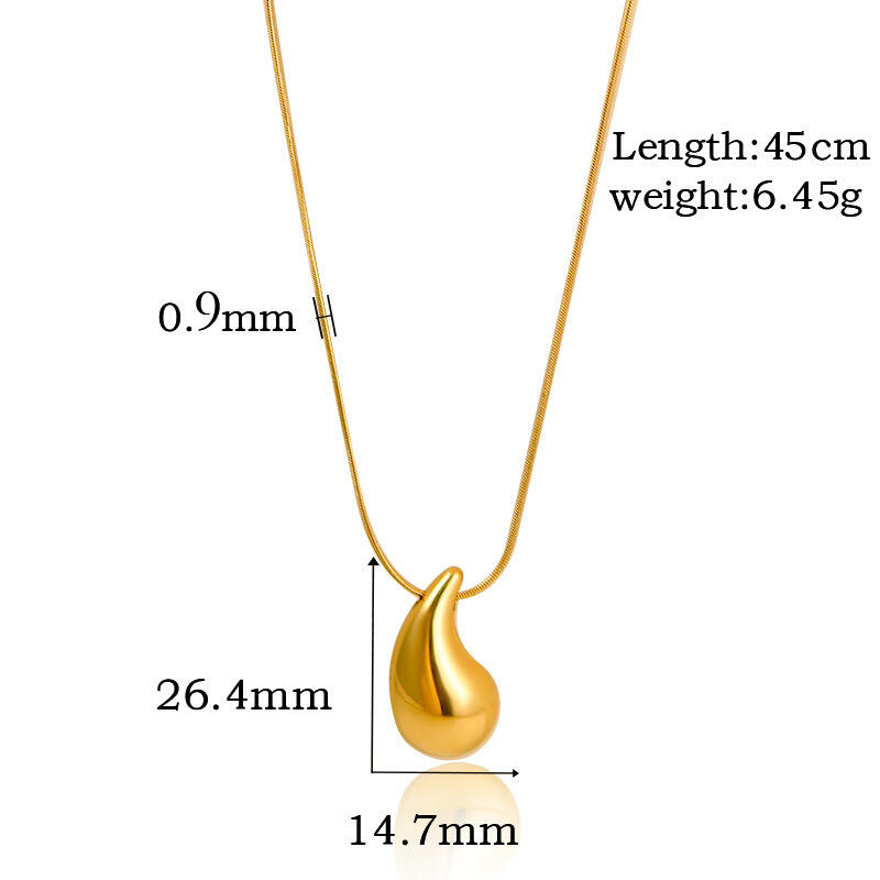 Vòng cổ hình giọt nước bằng thép không gỉ, dây chuyền cổ điển, trang sức thanh lịch