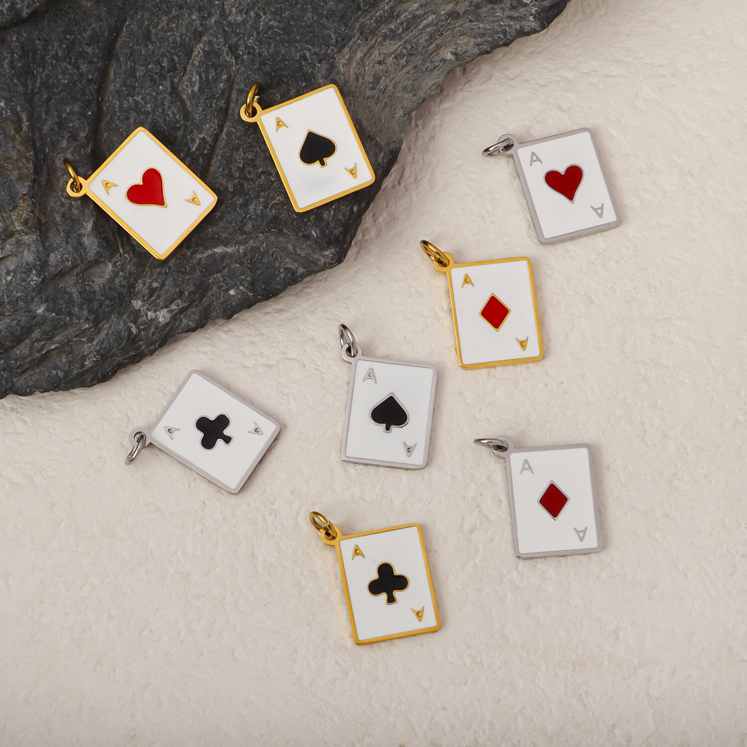 Stainless Steel Personalized Playing Cards Pendant Ace of Spades Charms
