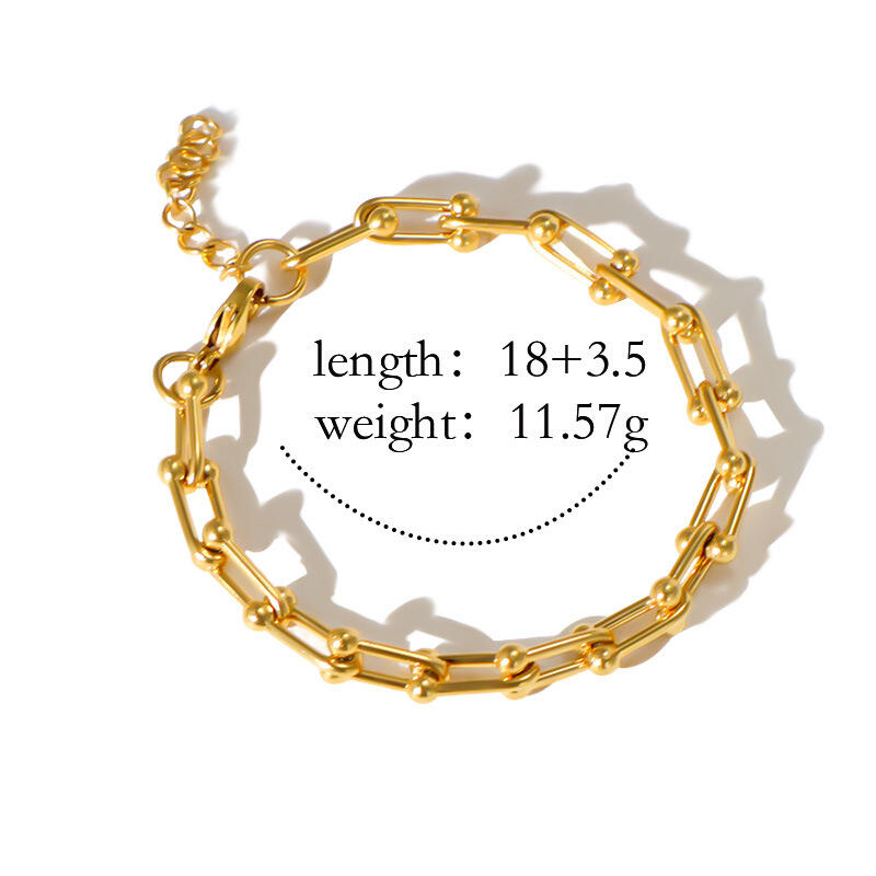 K Gold U Shape Link Chain Bracelet Horseshoe Link Bracelet Wholesale