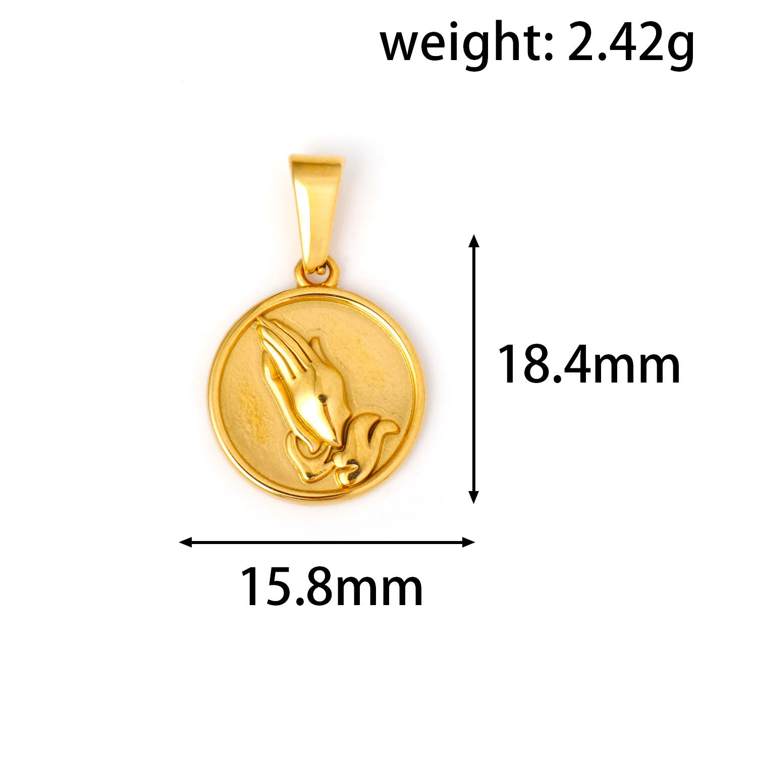 Religious Jewelry Gold Planted Praying Hand Circle Man’s Necklace Pendant  
