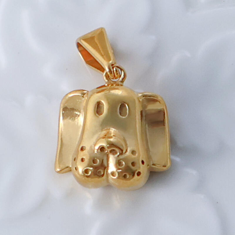 Gold Planted Animal Pet Necklace Pendant Cute Puppy Dog Charm Diy Accessories 