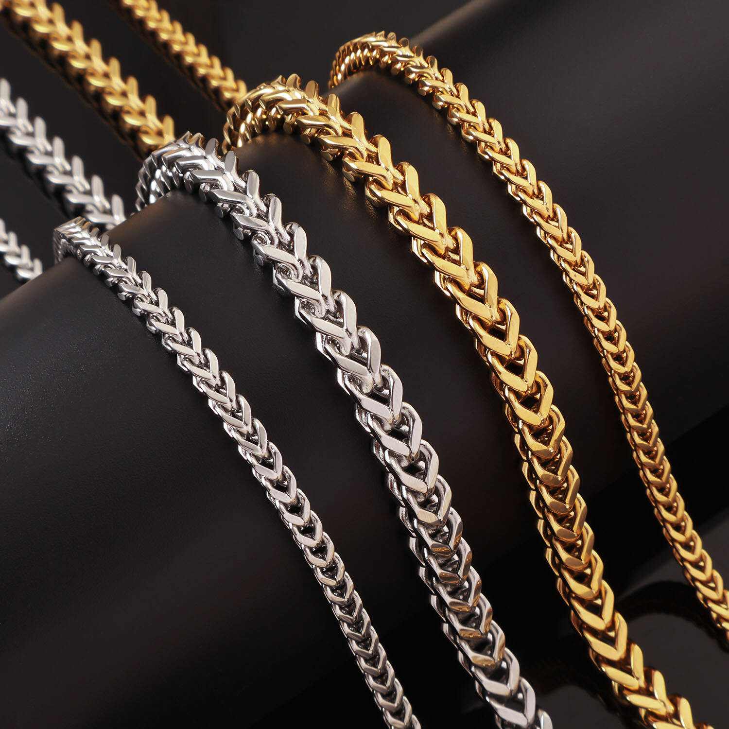 Stainless Steel Wheat Chain Adjustable Necklace