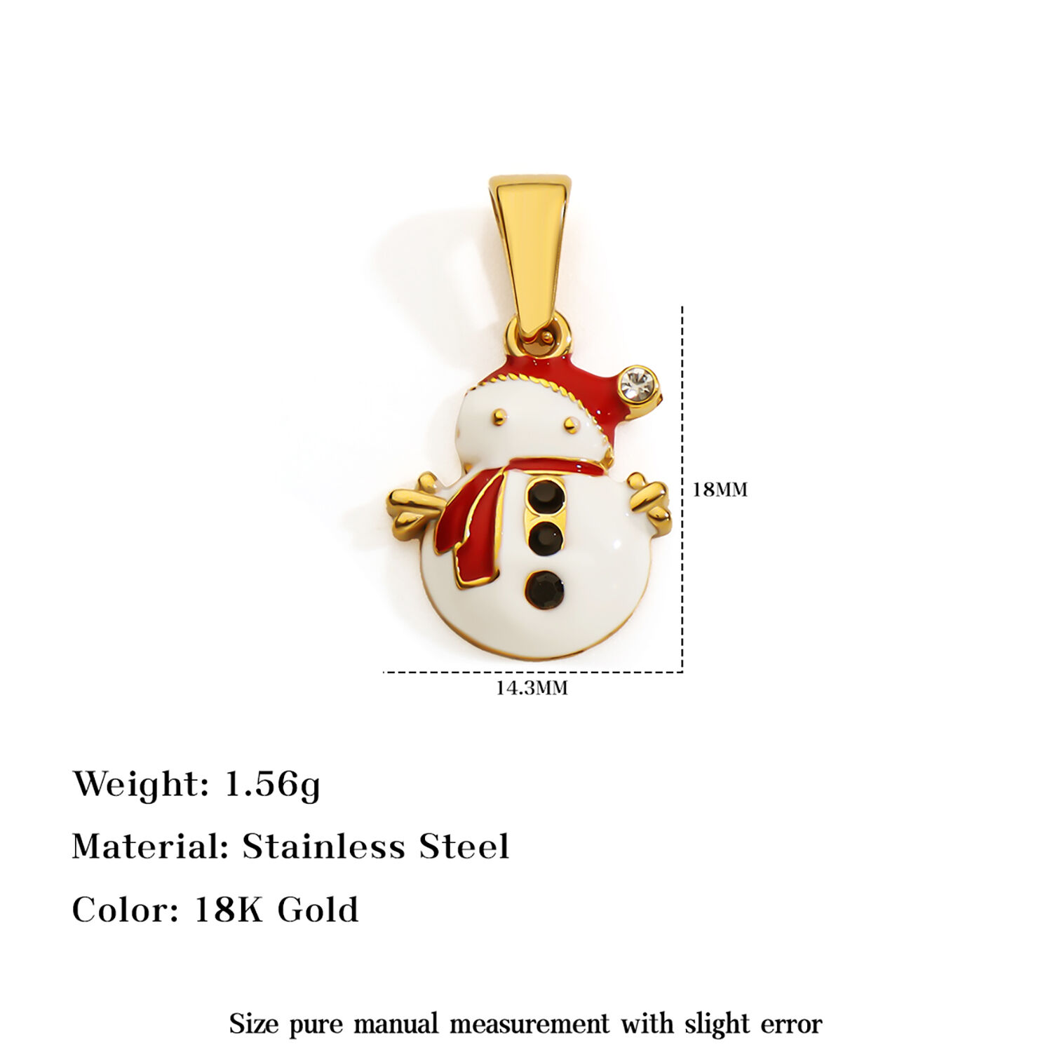 Cute Enamel Stainless Steel Necklace Christmas Snowman Pendant For New Year Gift Holiday Jewelry Wholesale