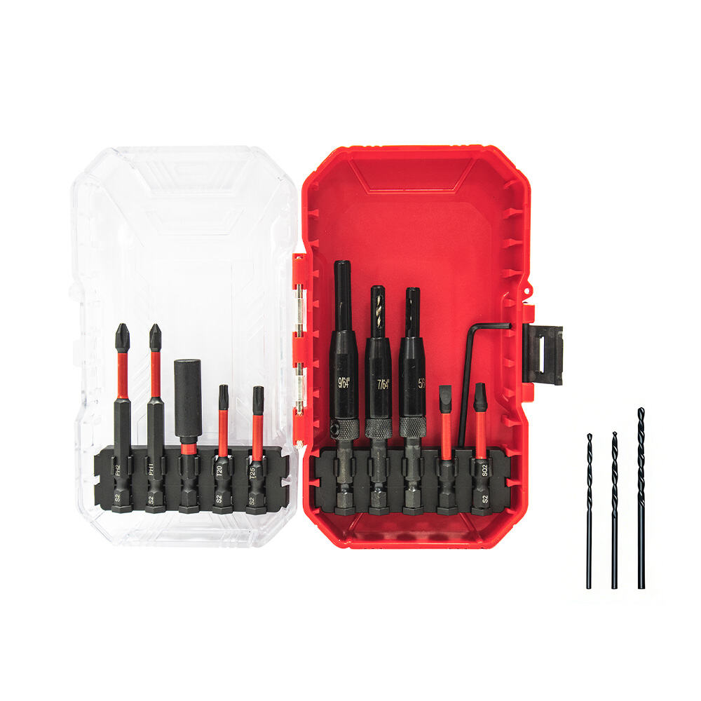 Tooljoy 14PCS Self Centering Drill Bit Set with Replacement Screwdriver Bits & Bit Holder - 1/4