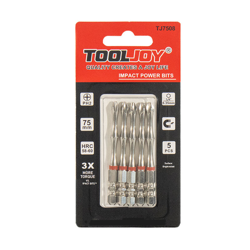 Tooljoy 75 mm PH2 bambusovih udarnih vrtalnikov za spoje, komplet iz 5 kosov, S2 magnetni torzijski vrtalniki za vrtalnike z udarnim delovanjem