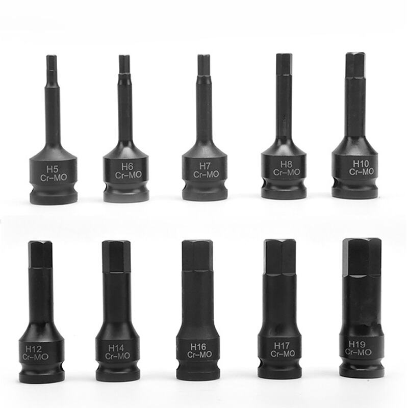 Tooljoy Pneumatic Cr-MO Impact Socket Bit Set Assorted Sizes For Auto Repair & Mechanical Maintenance