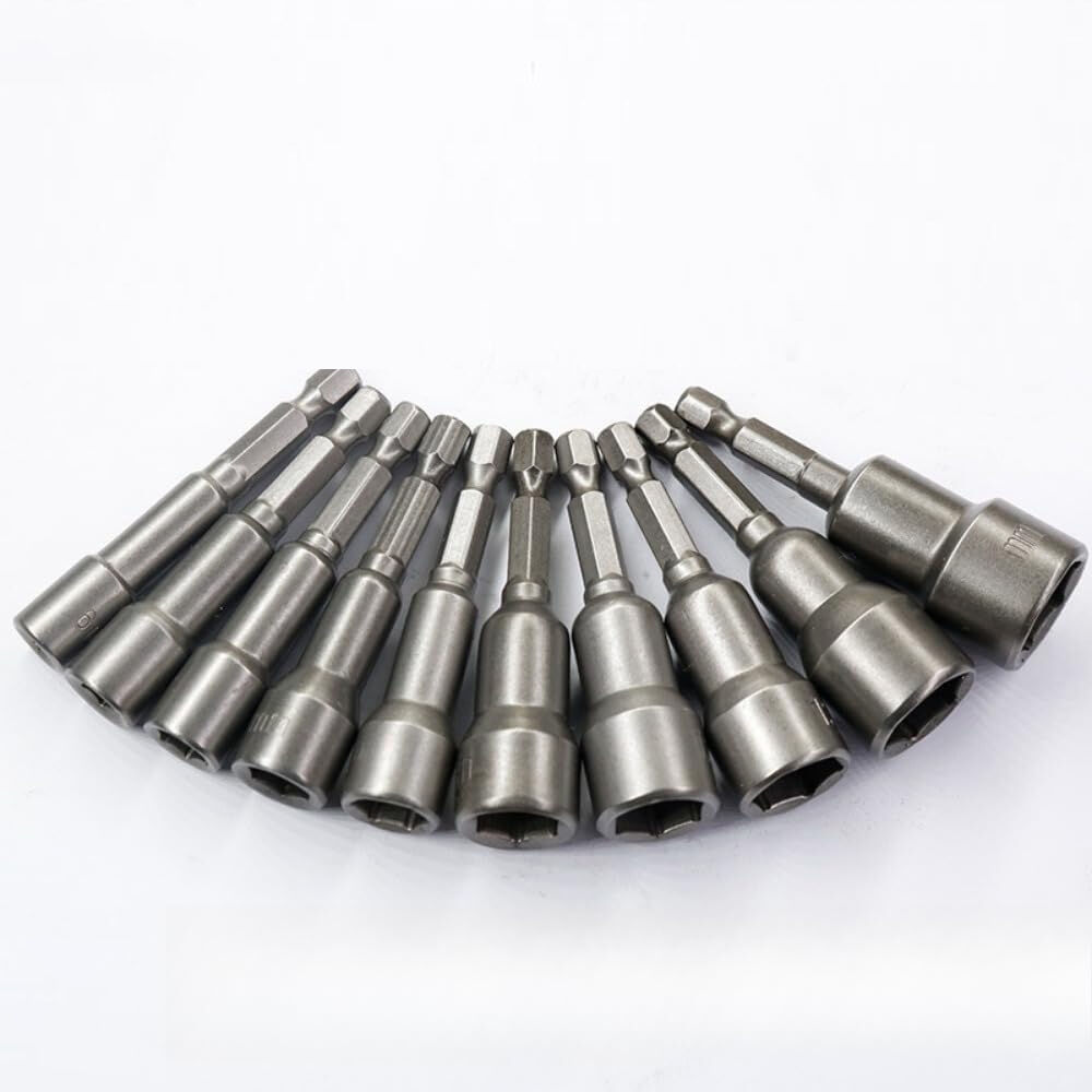 Tooljoy Hex Shank Sandblasted Nut Driver Socket Set with Strong Magnet