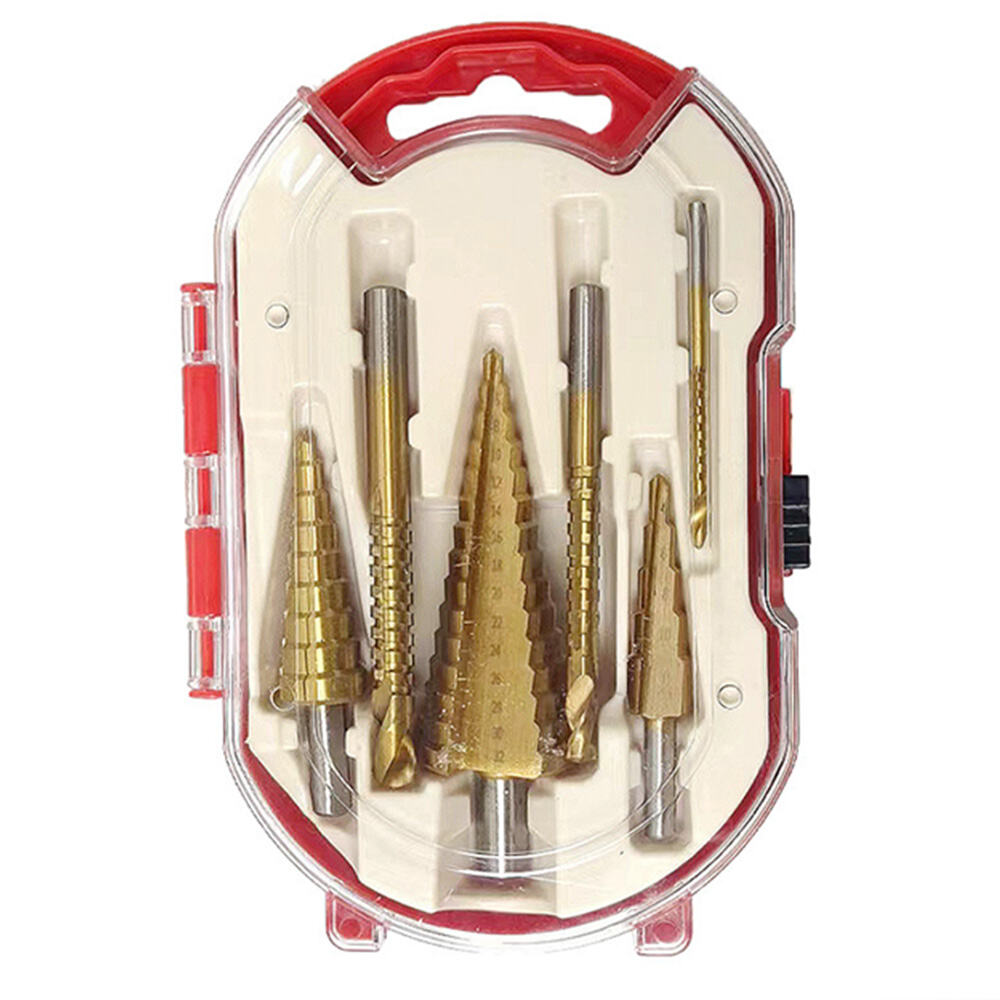 Tooljoy 6PCS HSS Step Drill Bit Set with Titanium Coating, Multi Size Cone Drill Bits for Metal, Sheet Metal & Wood Drilling