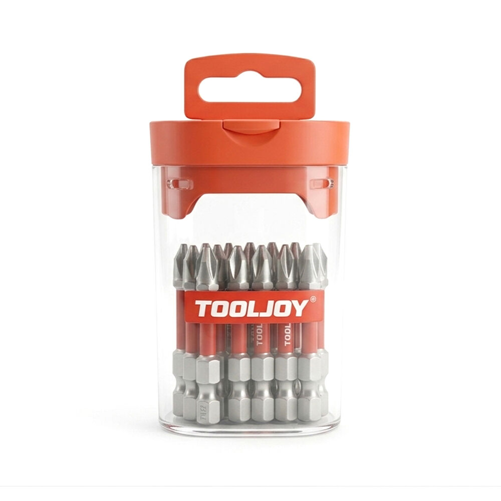 Nabir vrtalnih vijačnih nastavkov Tooljoy za udarno vijačenje v shrambnem kozarcu | Magnetni nastavki iz jekla S2 za Phillips, Pozidriv, Torx in šestkotne vijačnike za električna orodja in električne vijačnike