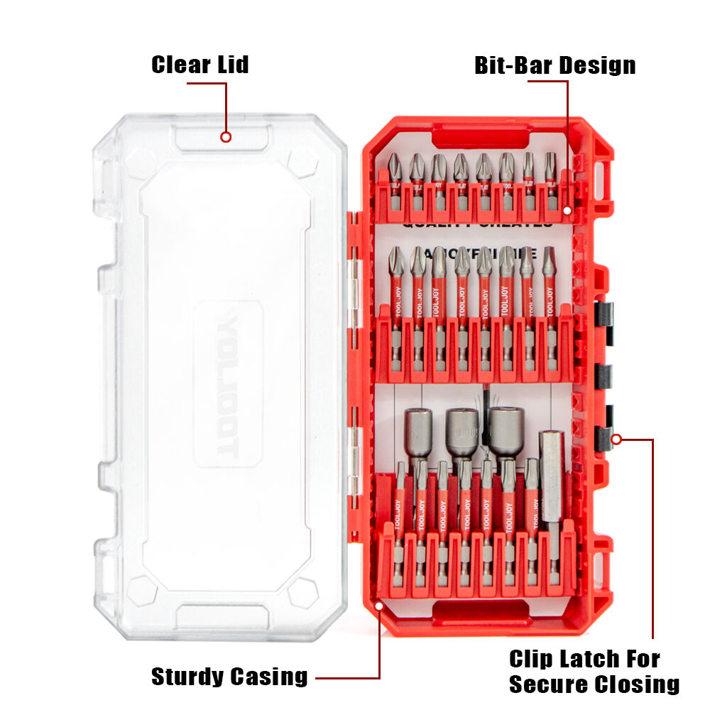 TOOLJOY 27pcs Professional Impact Driver Bit Set Nut Driver S2 Steel Power Tool Accessories