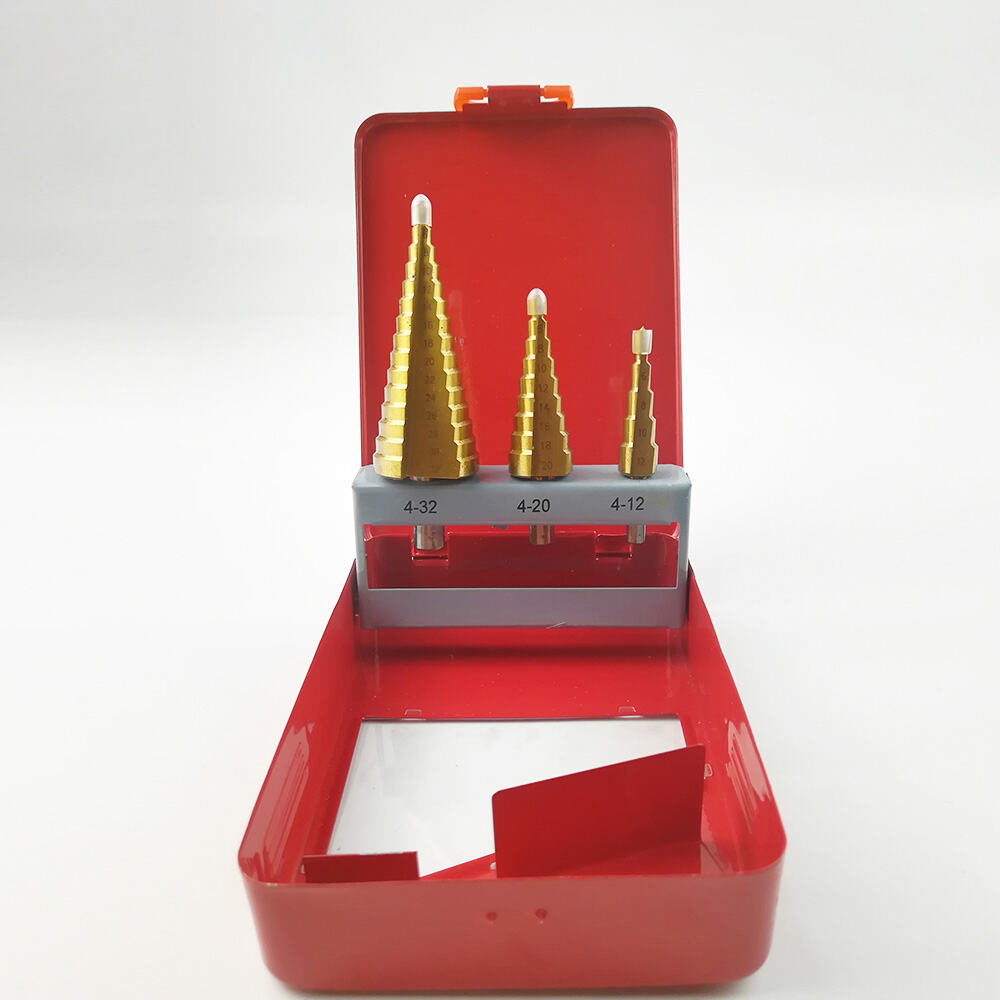 Tooljoy 3PCS Step Drill Bit Set, HSS Titanium Coated Cone Drill Bits for Metal