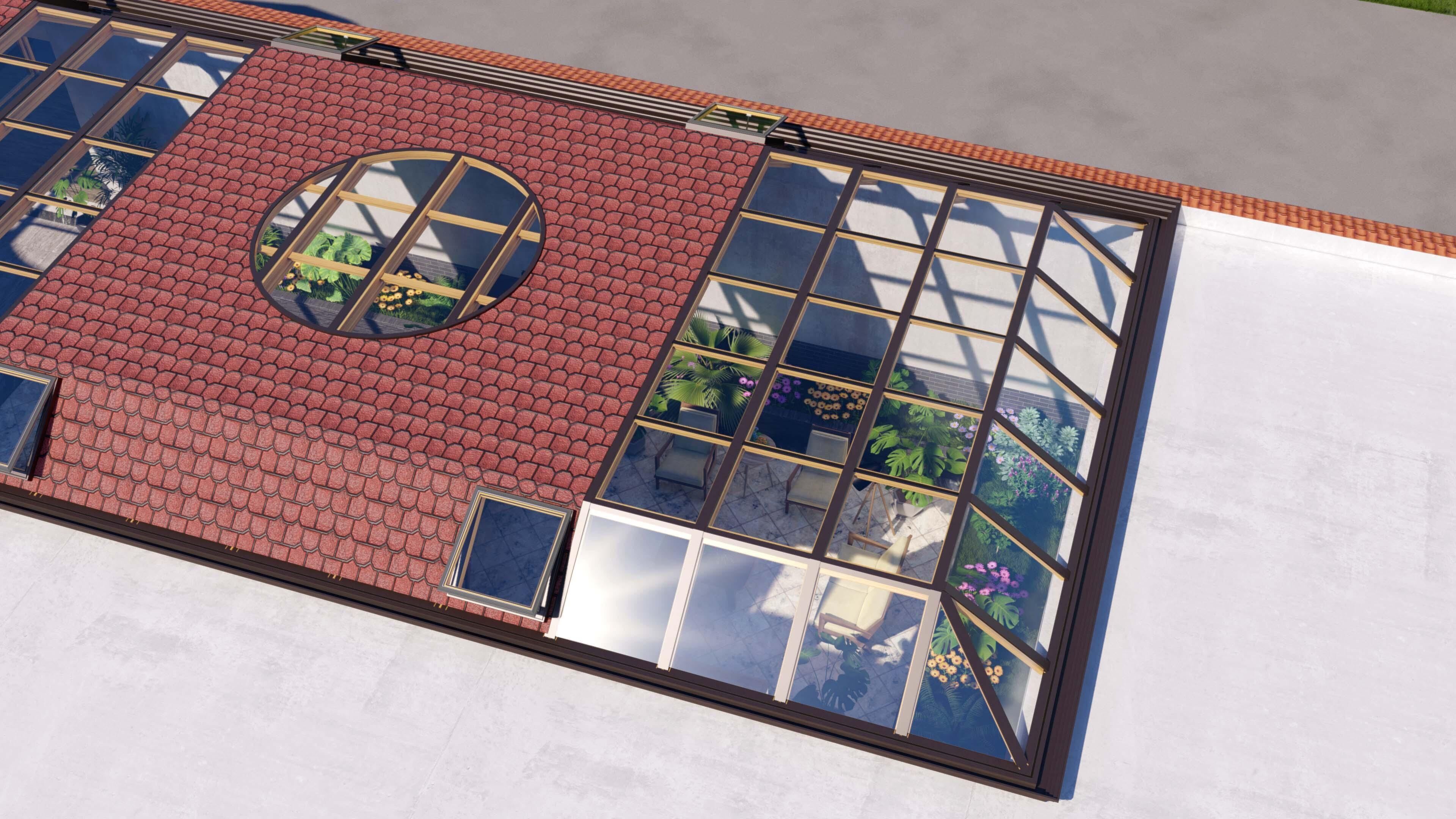 Composite Roof Sunroom for Cultural Venues: Modern Interpretation of Traditional Aesthetics