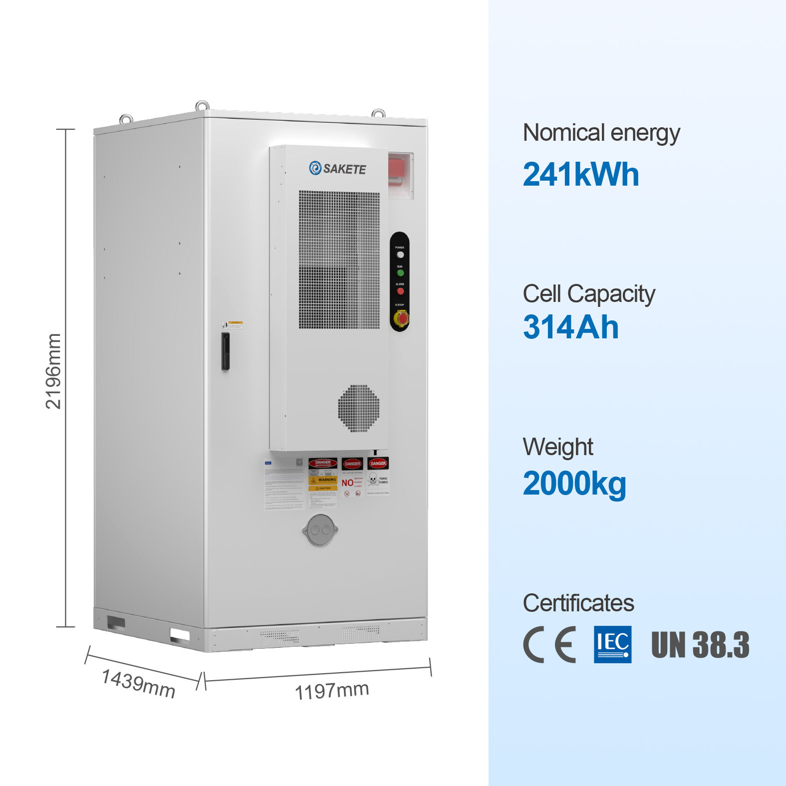 Air-Cooled Commercial & Industrial Battery Cabinet 241kWh