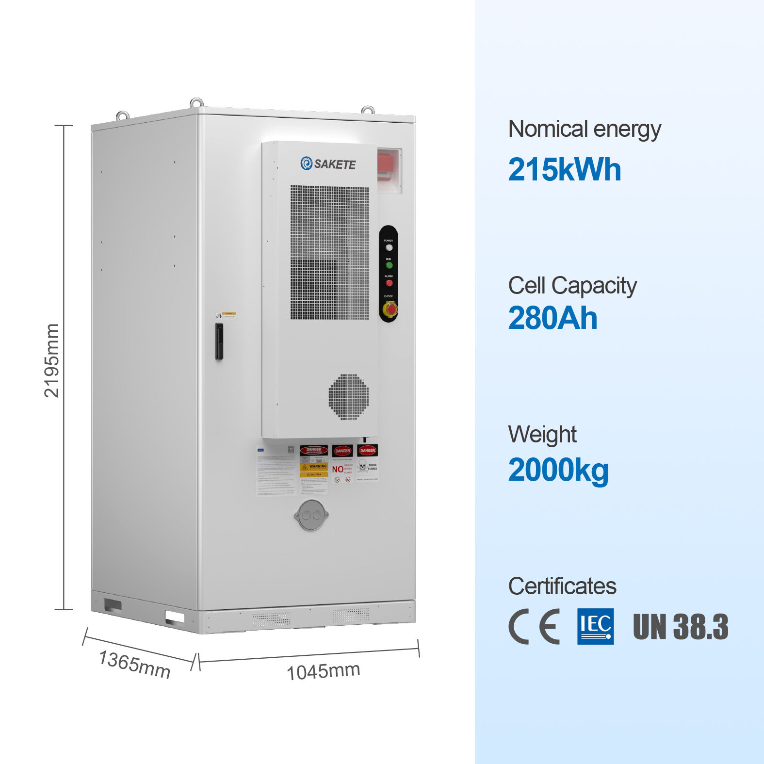 Air-Cooled Commercial & Industrial Battery Cabinet 215kWh