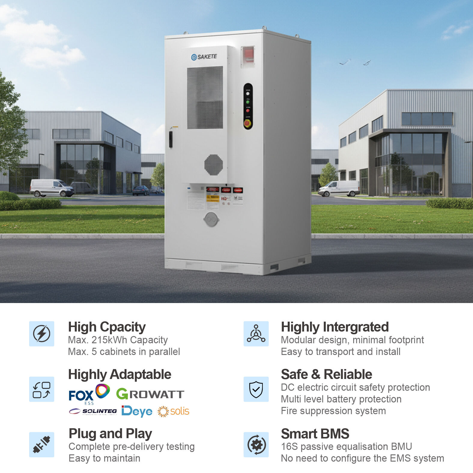 Air-Cooled Commercial & Industrial Battery Cabinet 215kWh