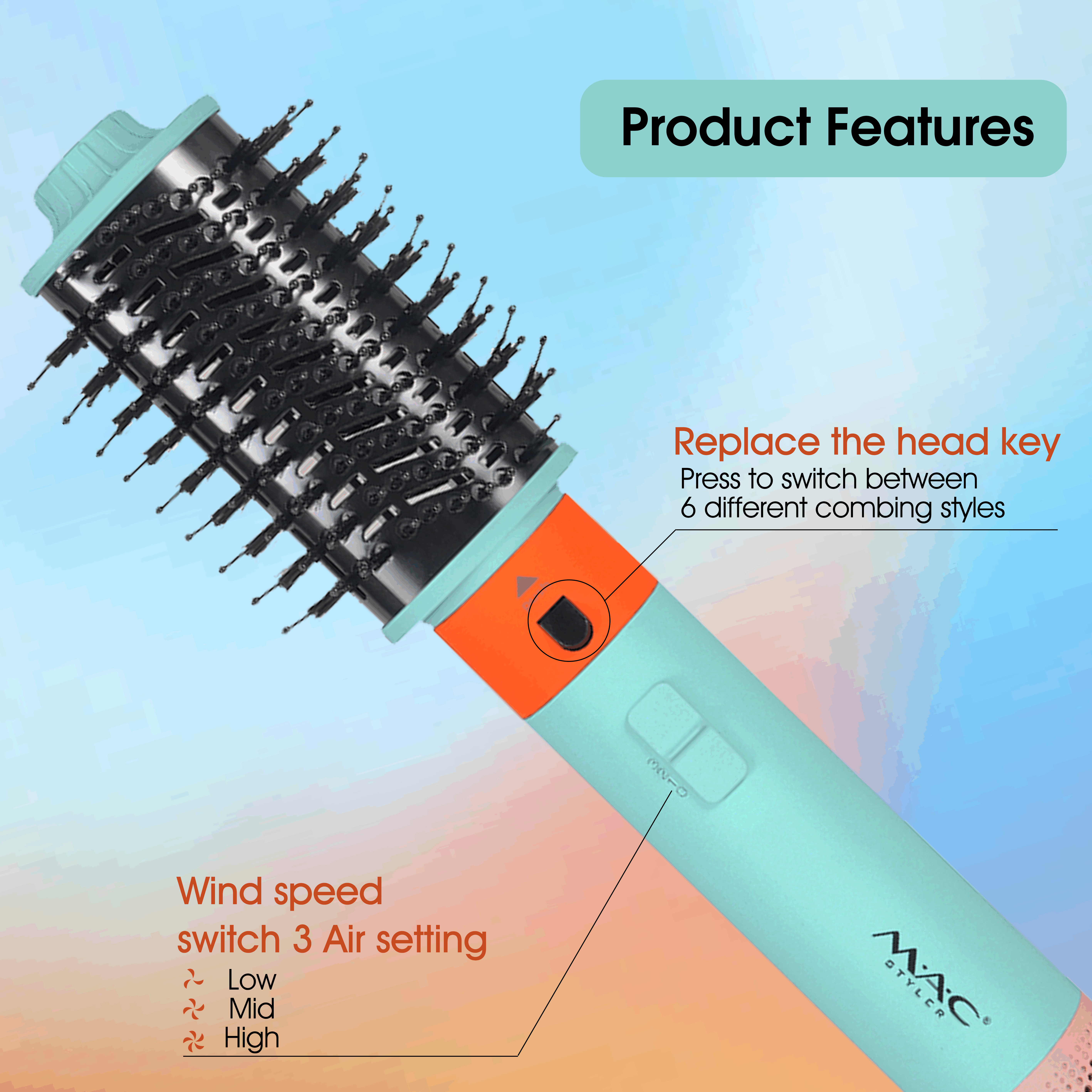 6 in 1Nagative Ions Hair Straightener Comb Brush 