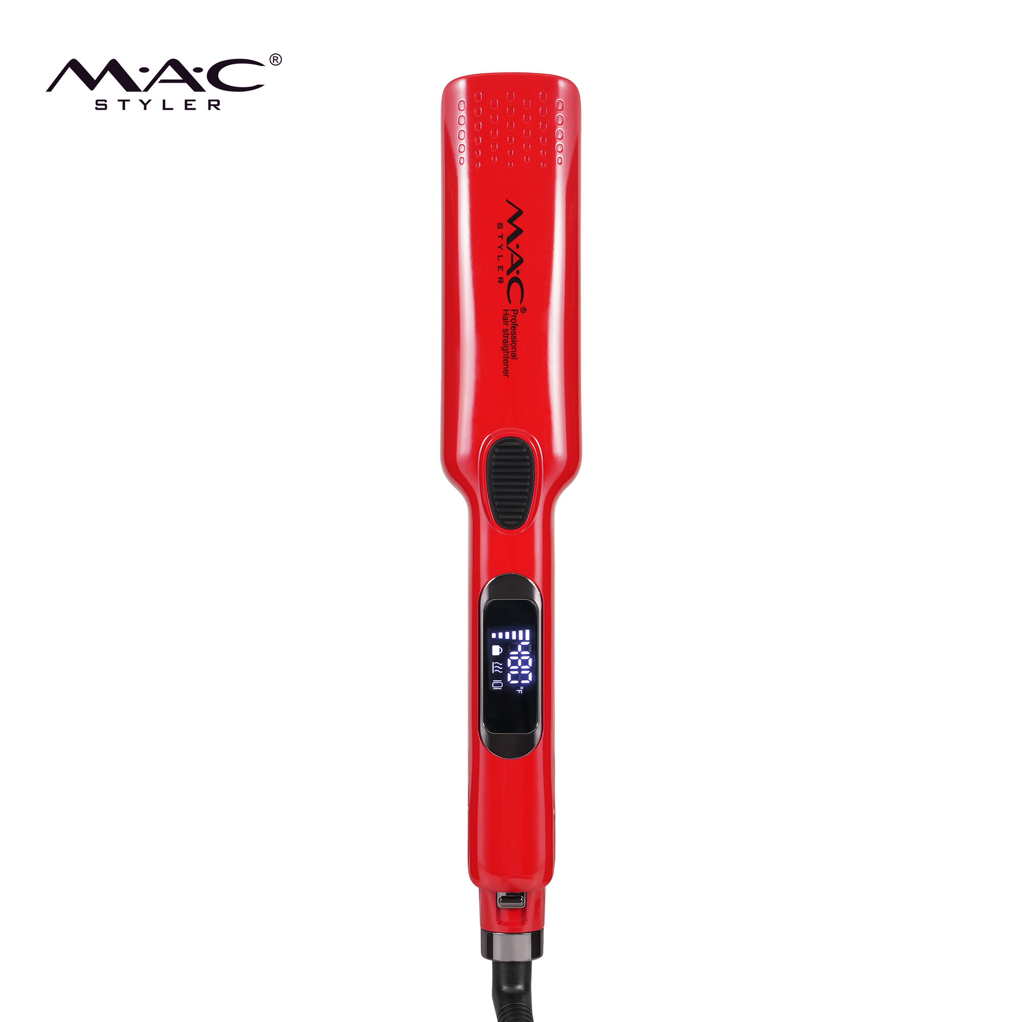MAC Portable Professional Hair Straightener LCD Display Flat Iron Titanium Hair Straightening Device 480F Wide Panel OEM Style