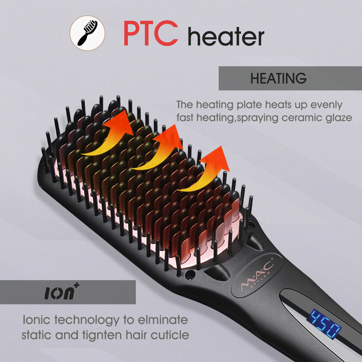 High Temperature Hair Straightening Brush