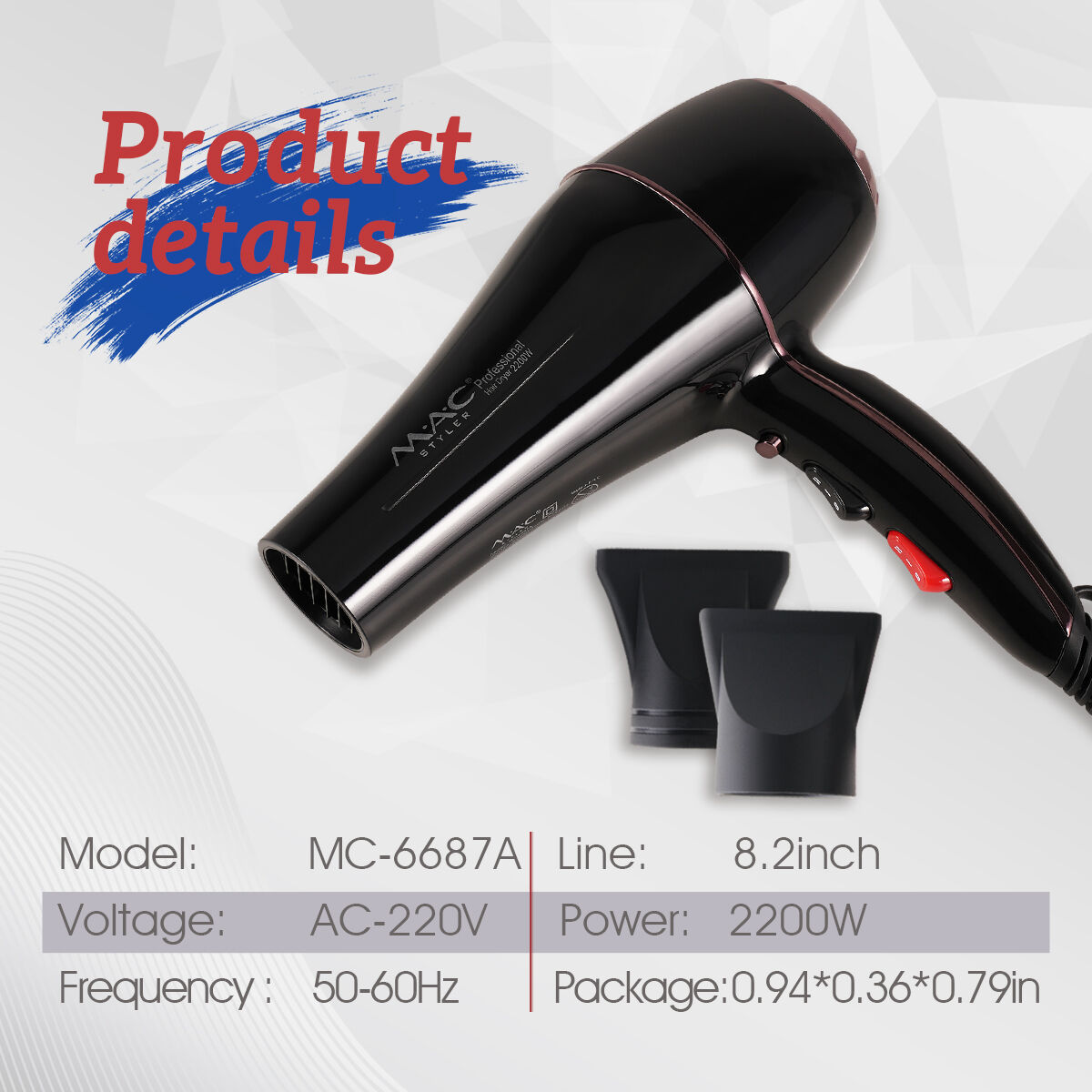 Profissional Powerful Quick-Drying Portable With Diffuser Hair Dryer