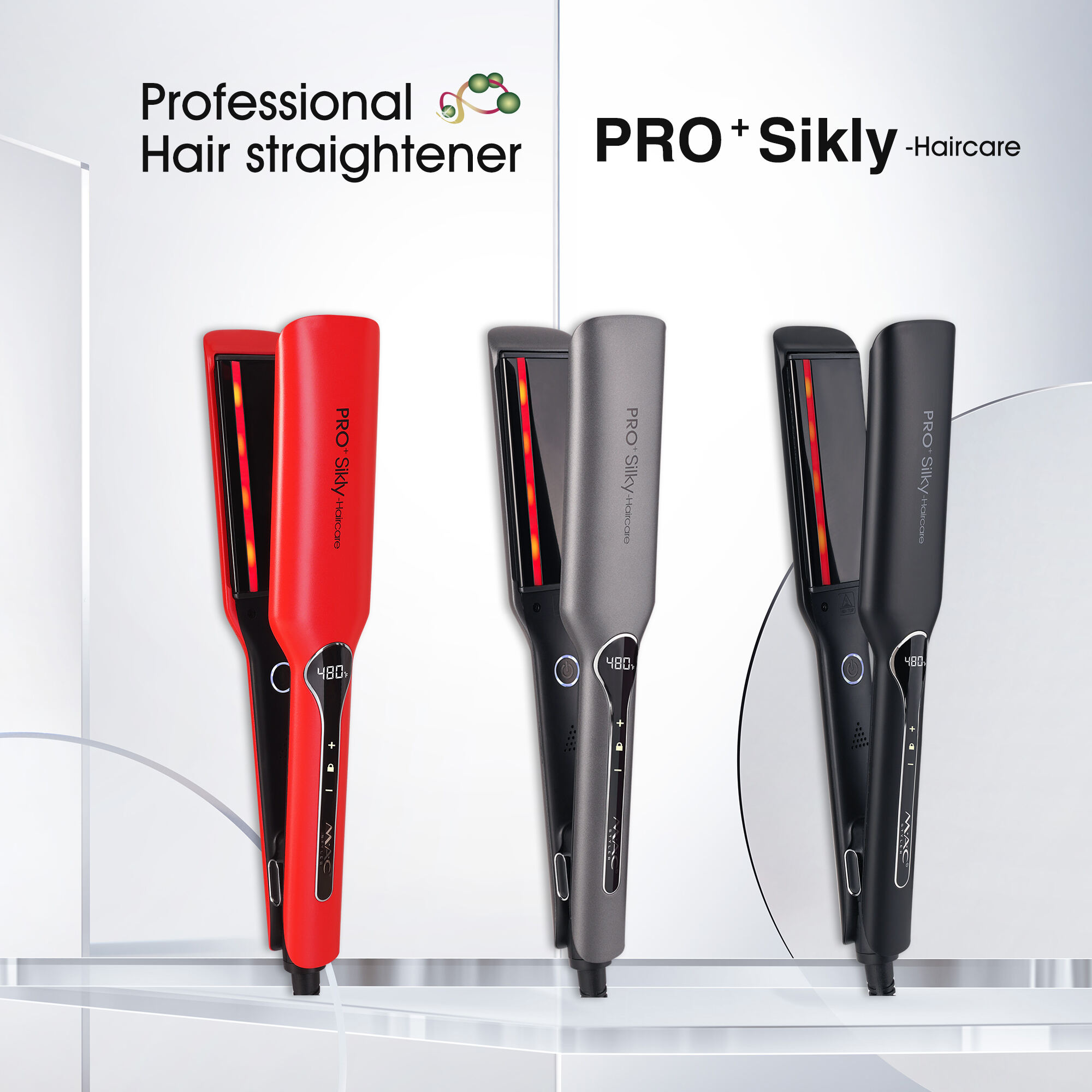LCD Digital Red Professional Infrared Hair Straightener