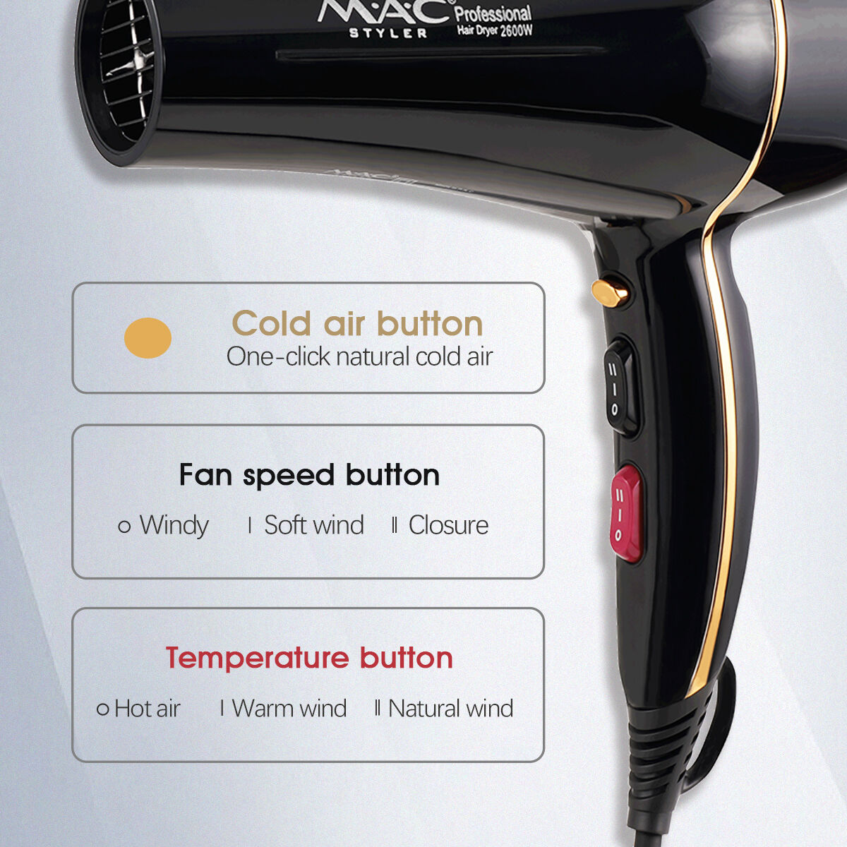 Foldable Household Salon Black Revair Blow Hair Dryer Set