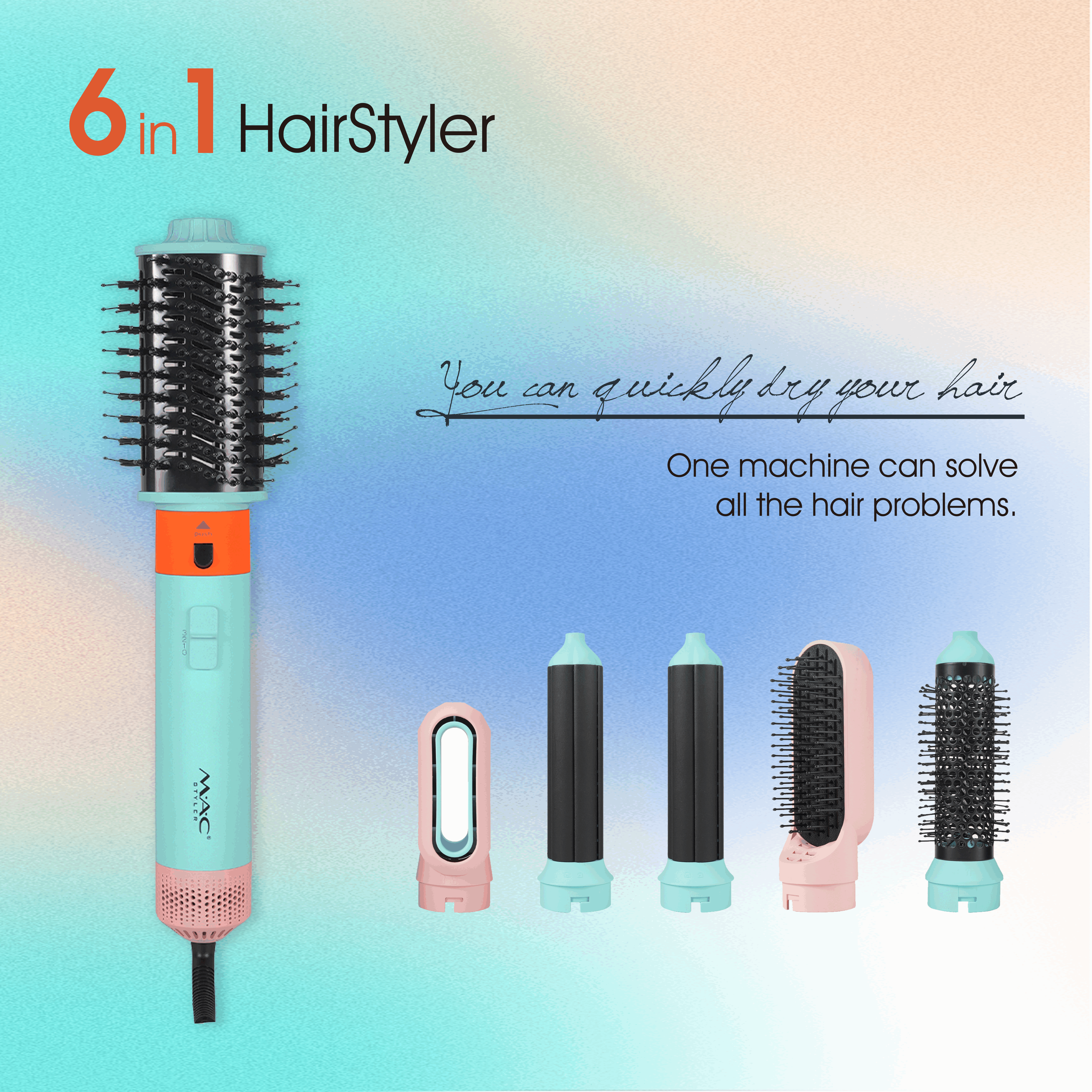 6 in 1Nagative Ions Hair Straightener Comb Brush 