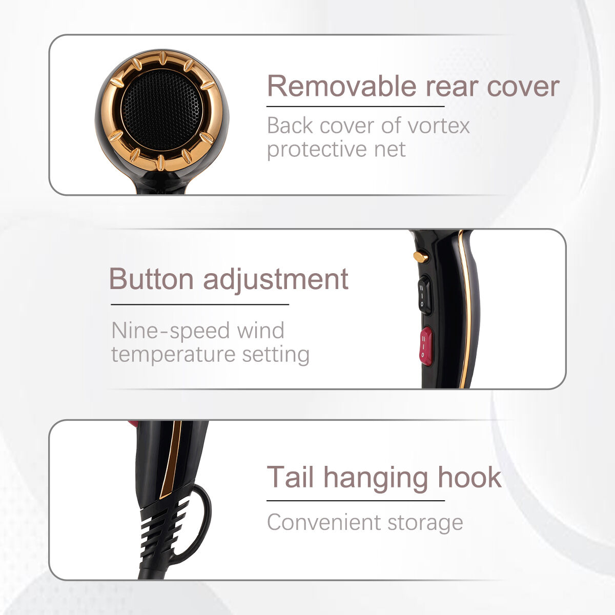 Foldable Household Salon Black Revair Blow Hair Dryer Set