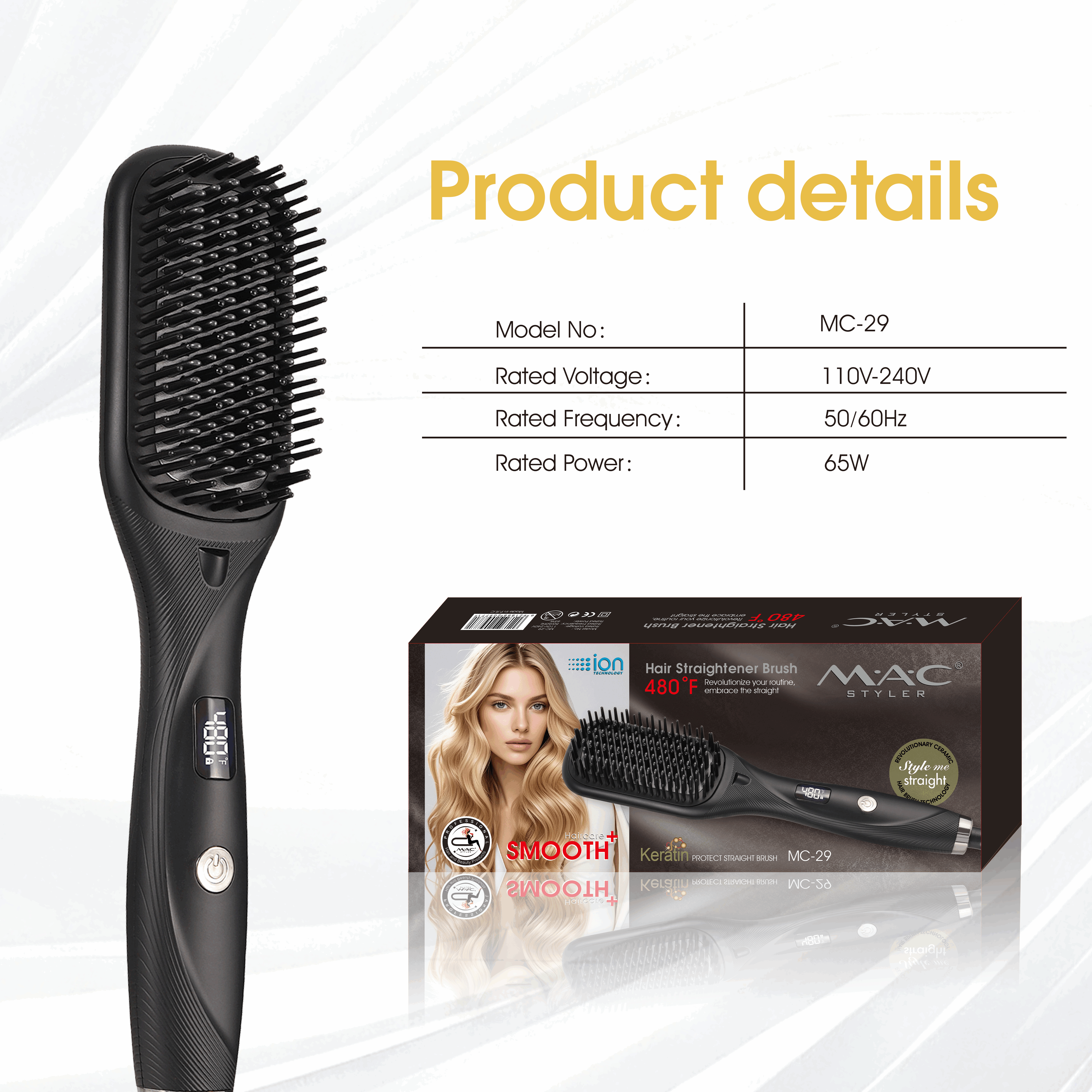 High Temperature Hair Straightening Brush