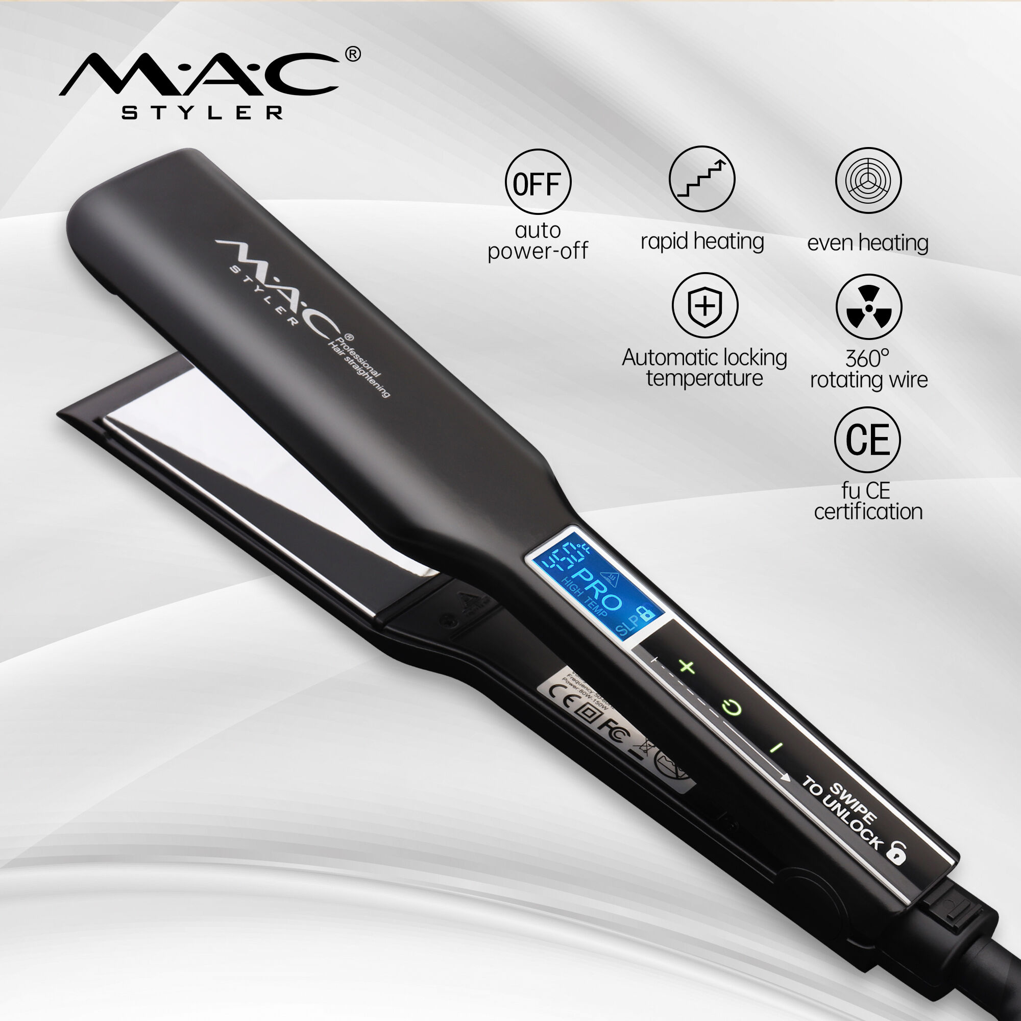  360 Degree Swivel Power Cord Hair Flat Iron