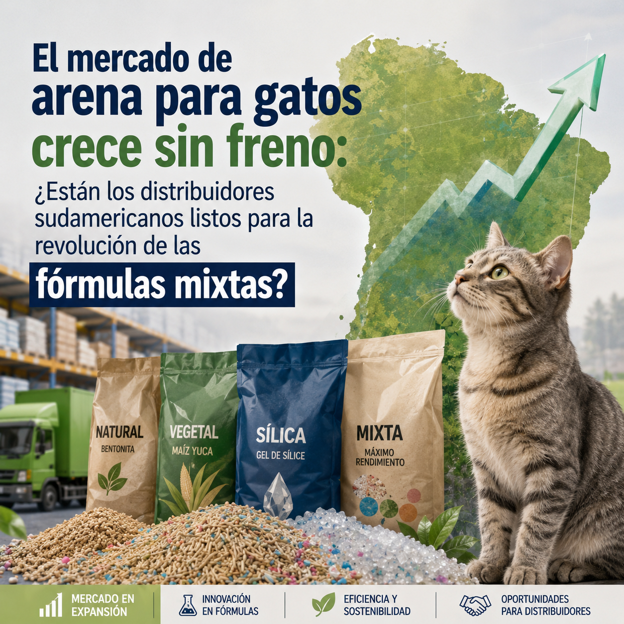 El mercado de arena para gatos crece sin freno: ¿Están los distribuidores sudamericanos listos para la revolución de las fórmulas mixtas?