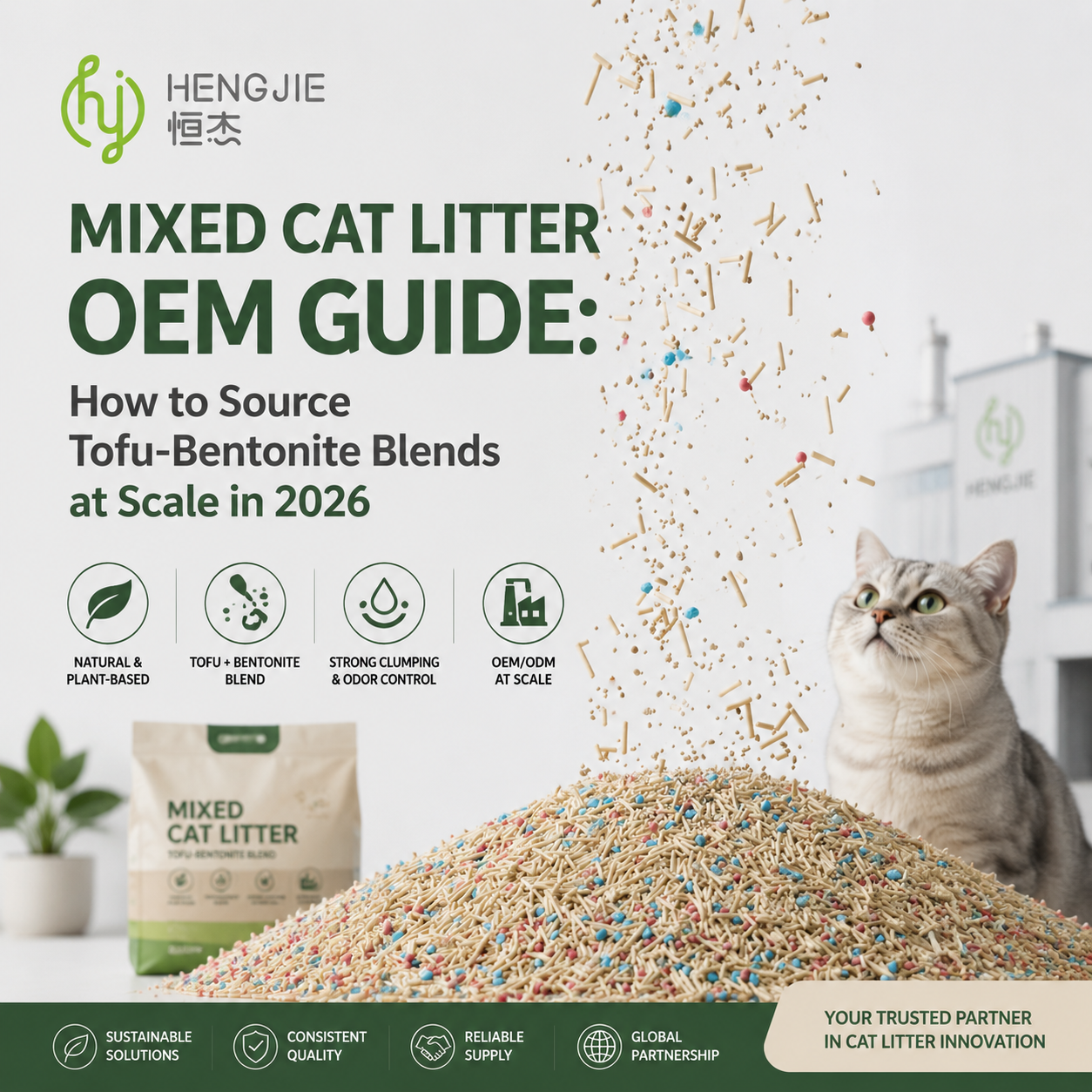 Mixed Cat Litter OEM Guide: How to Source Tofu-Bentonite Blends at Scale in 2026