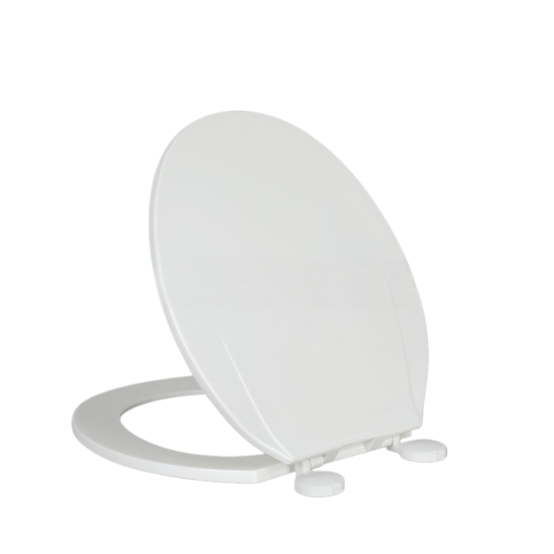Soft Close Round Plastic Toilet Seat in White Never Loosens, Removes for Easy Cleaning and Greater Stability