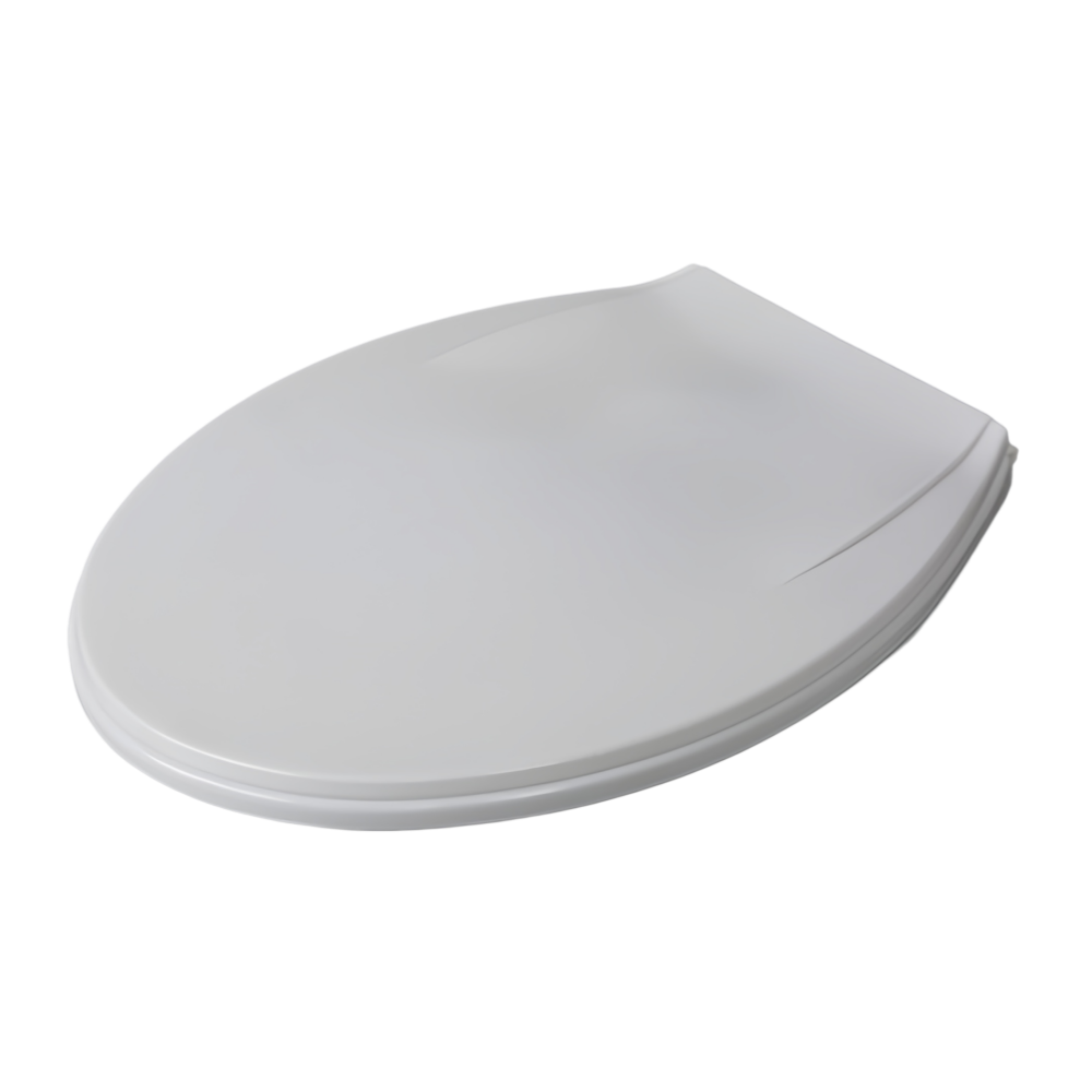 Round Plastic Toilet Seat White Never Loosens Removes for Cleaning Slow-Close | BOFAN