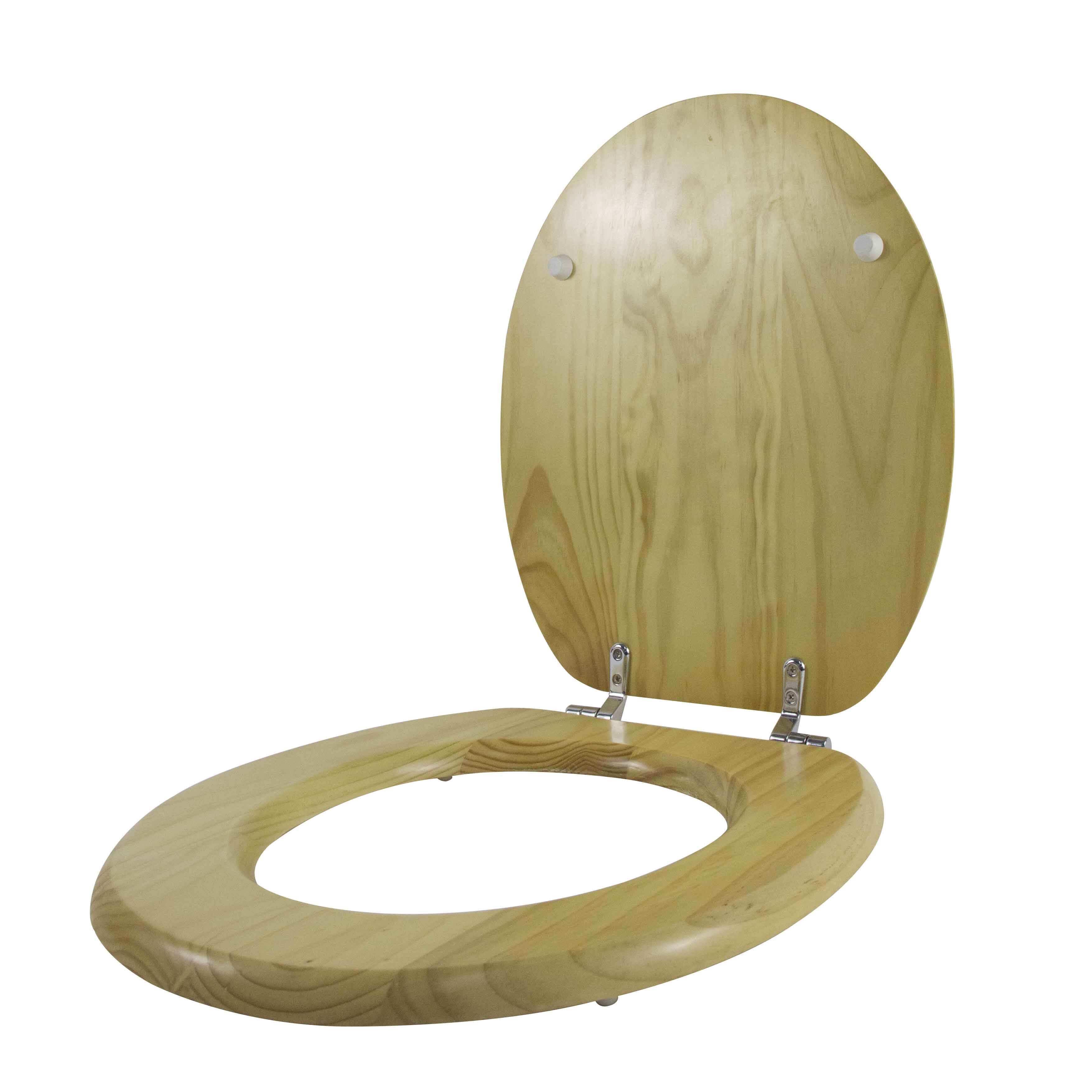Elongated Wood Finish Toilet Seat Natural Oak