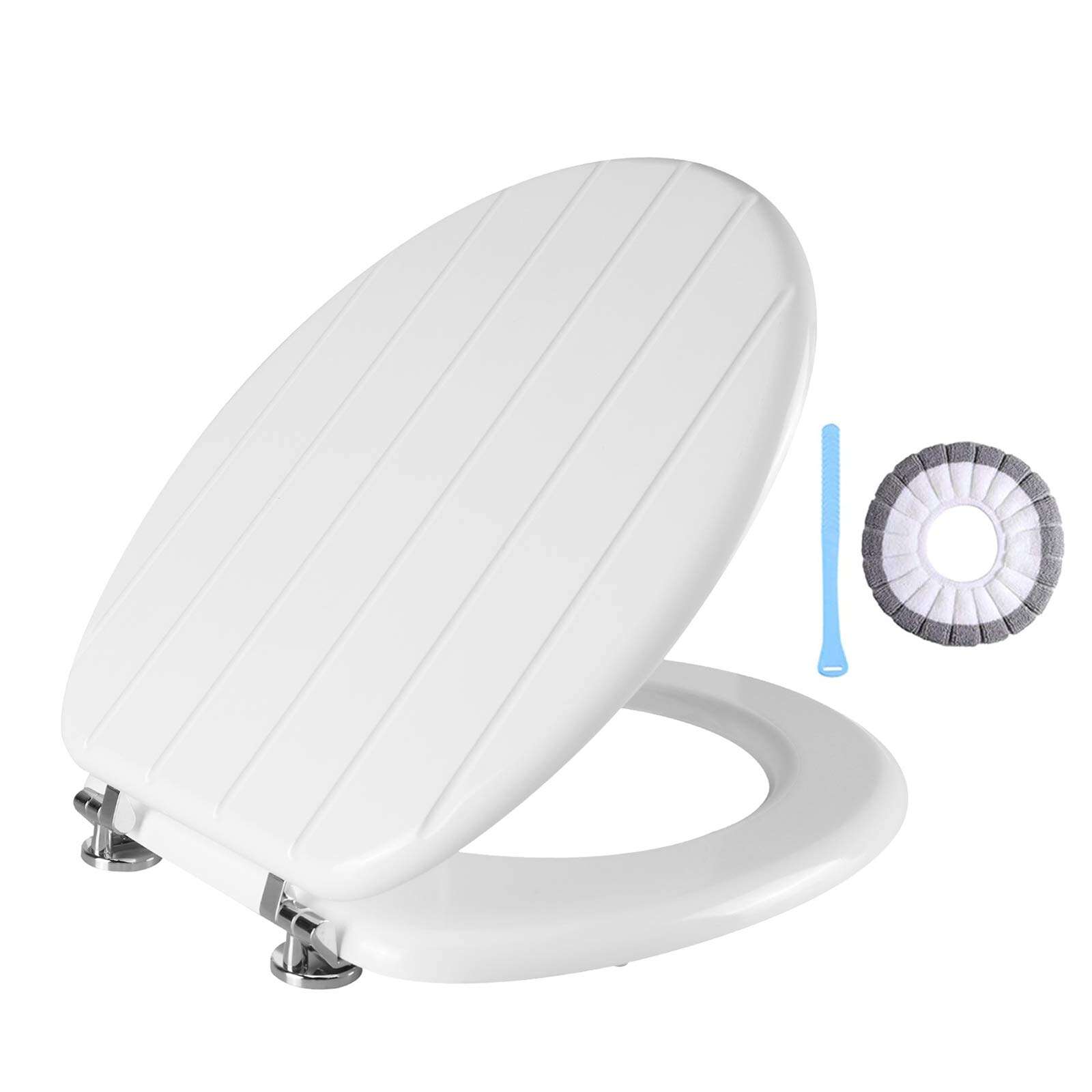 Toilet Seats for Large People – Elongated Quick Release Ribbed Design MDF | BOFAN