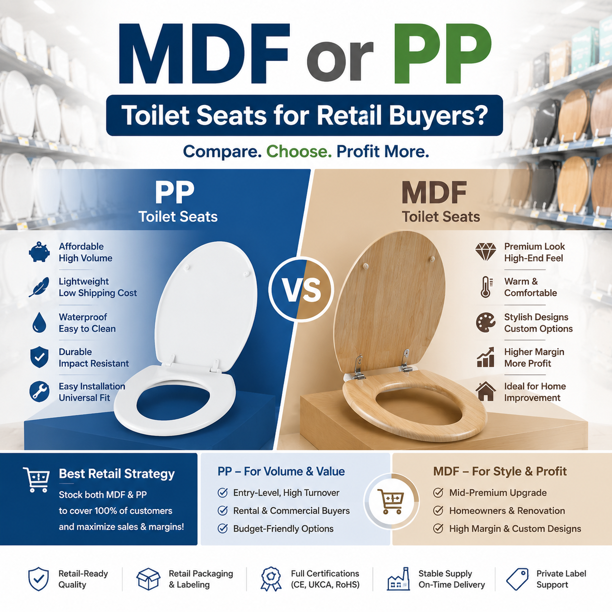 MDF or PP Toilet Seats for Retail Buyers?