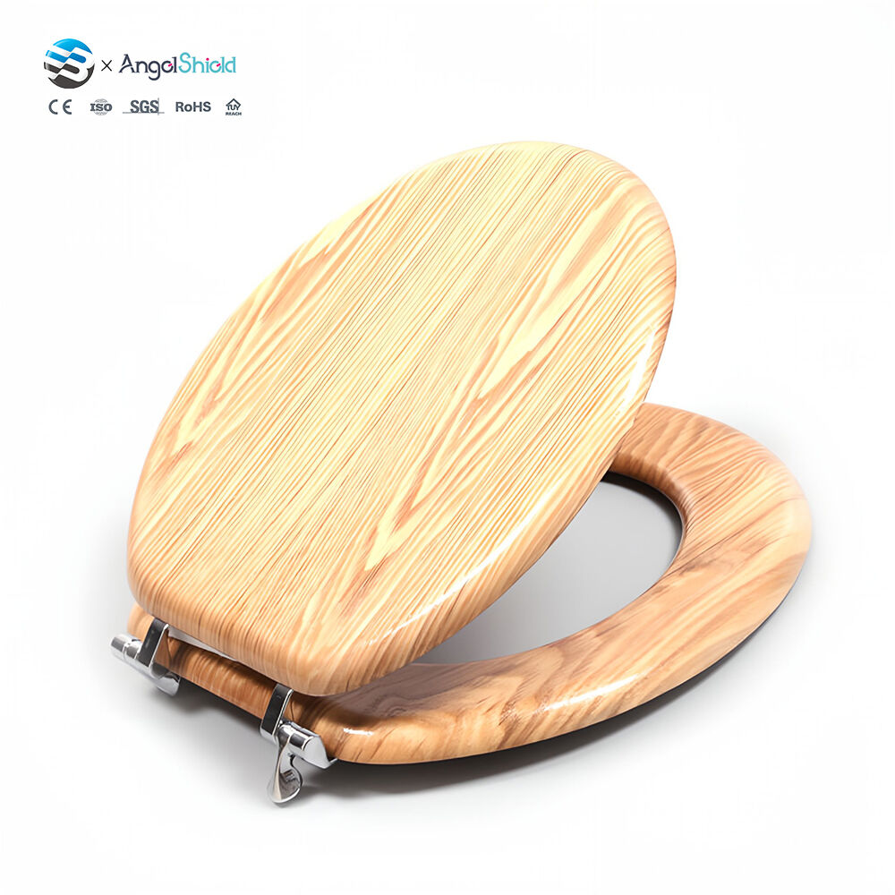 Toilet Seats Elongated Wood – Soft Close Wood Grain Design MDF | BOFAN