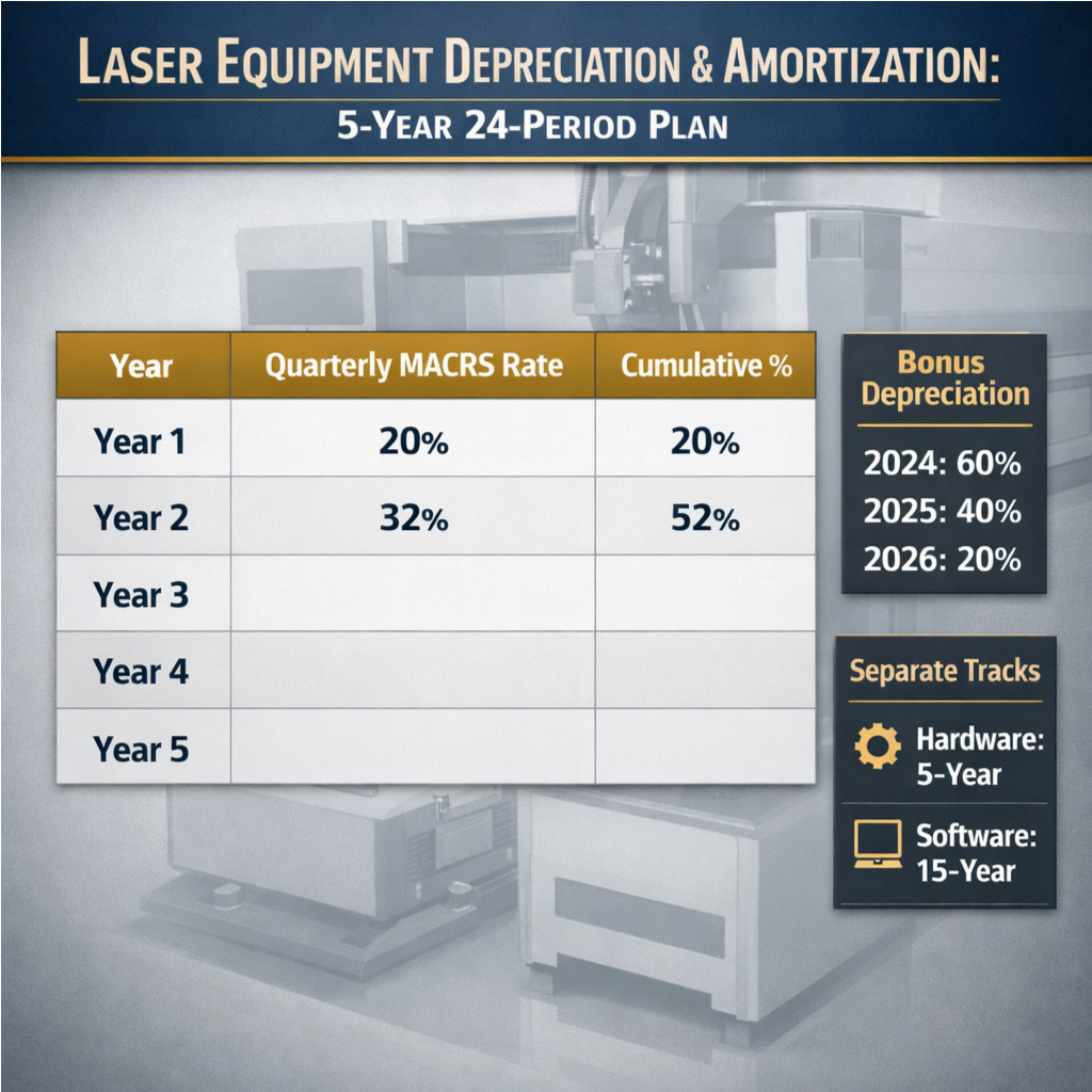Laser Equipment Depreciation & Amortization Template: Optimal 5-Year 24-Period Plan