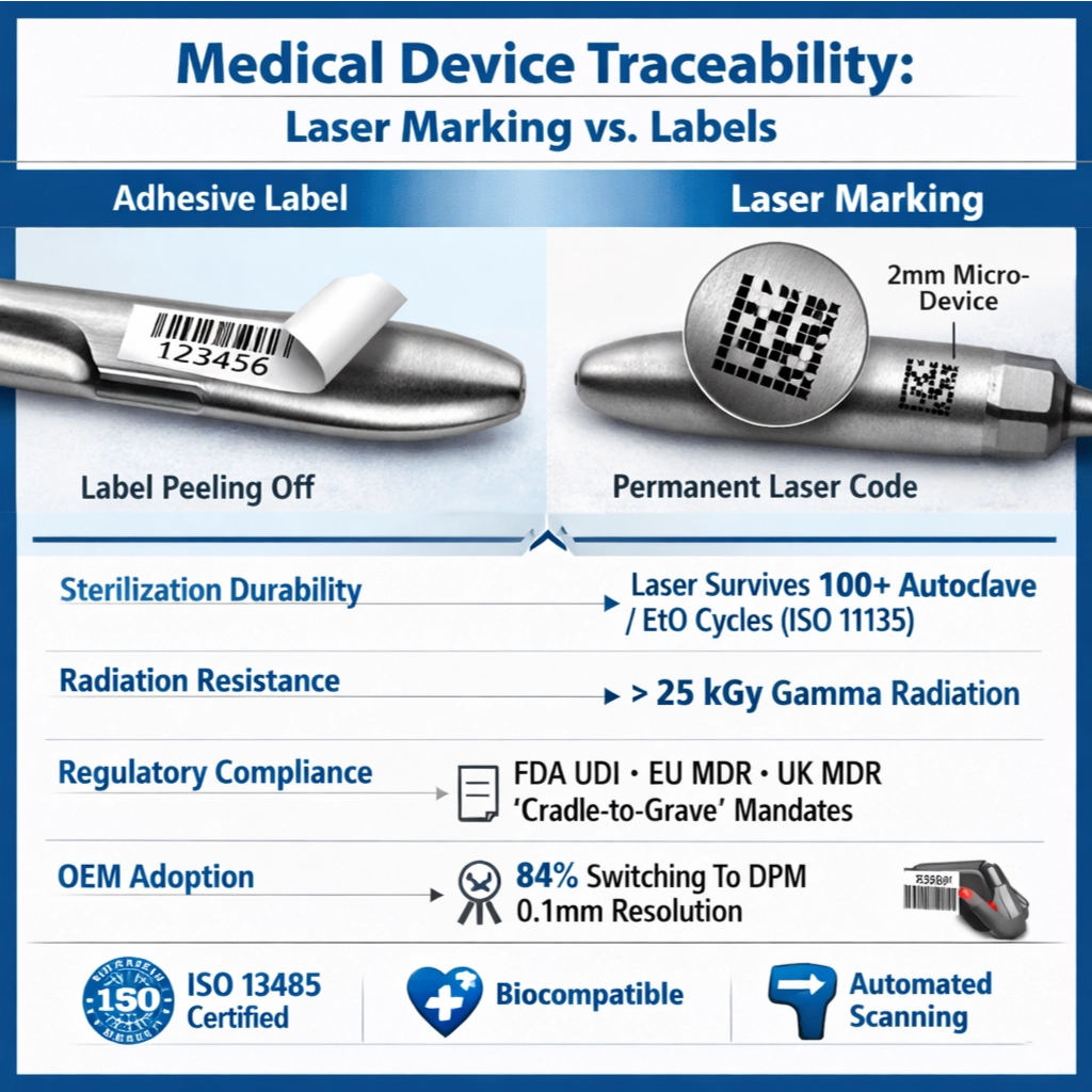 Umfrage in der Medizintechnikbranche: Warum OEMs zur Rückverfolgbarkeit Lasermarkierung statt Etiketten bevorzugen