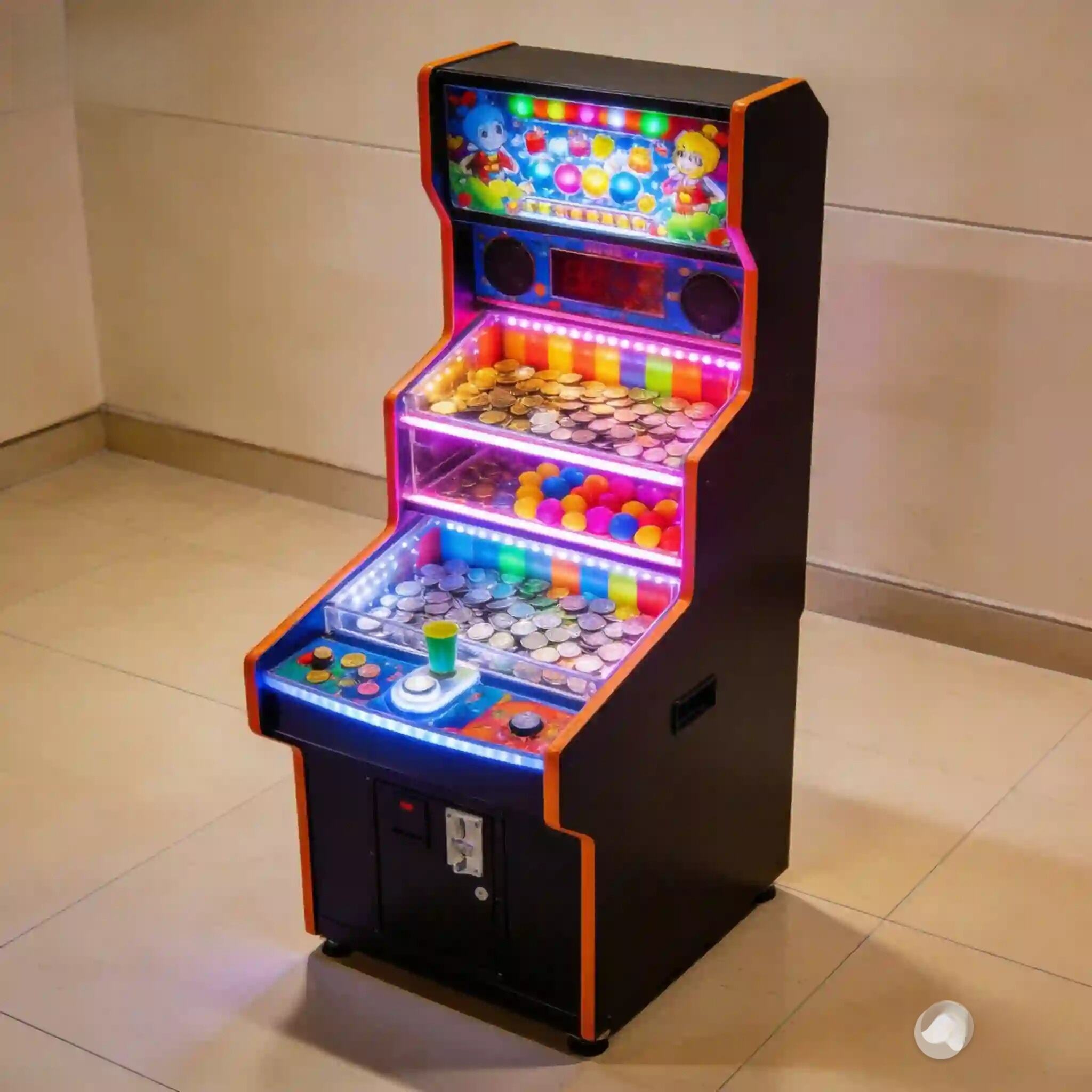 Coin Crusader Deluxe Pusher Machine Premium Redemption Game with Multi-Level Gameplay & Jackpot Excitement