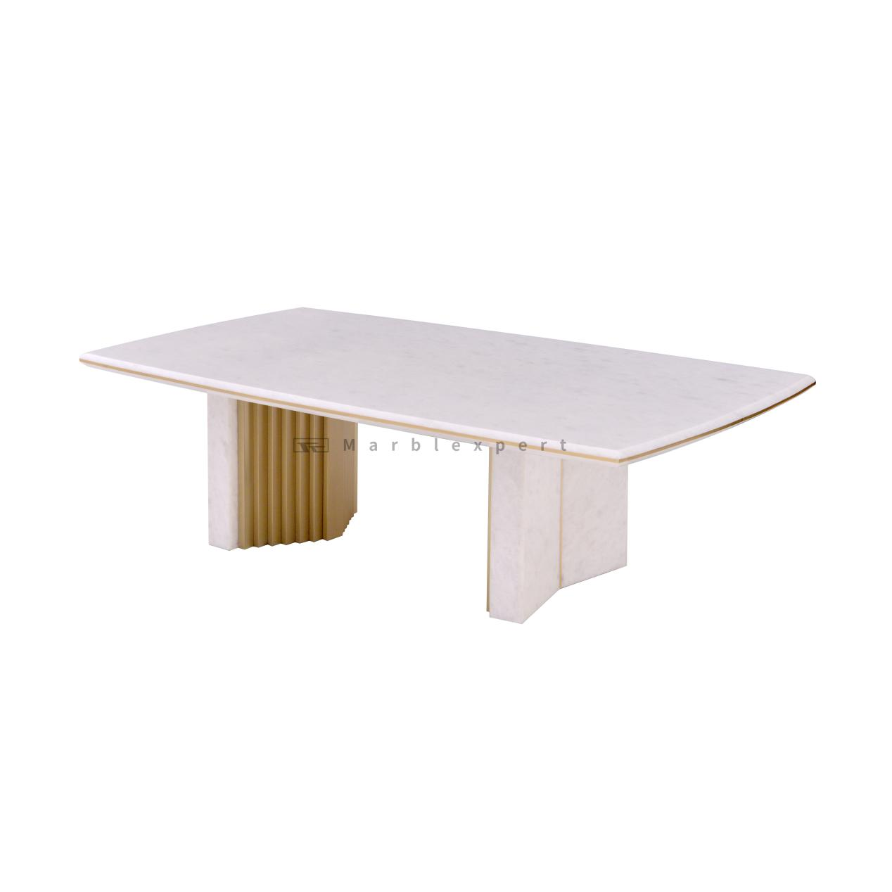 Dinning Room Luxury Stainless Steel Marble Dining Table